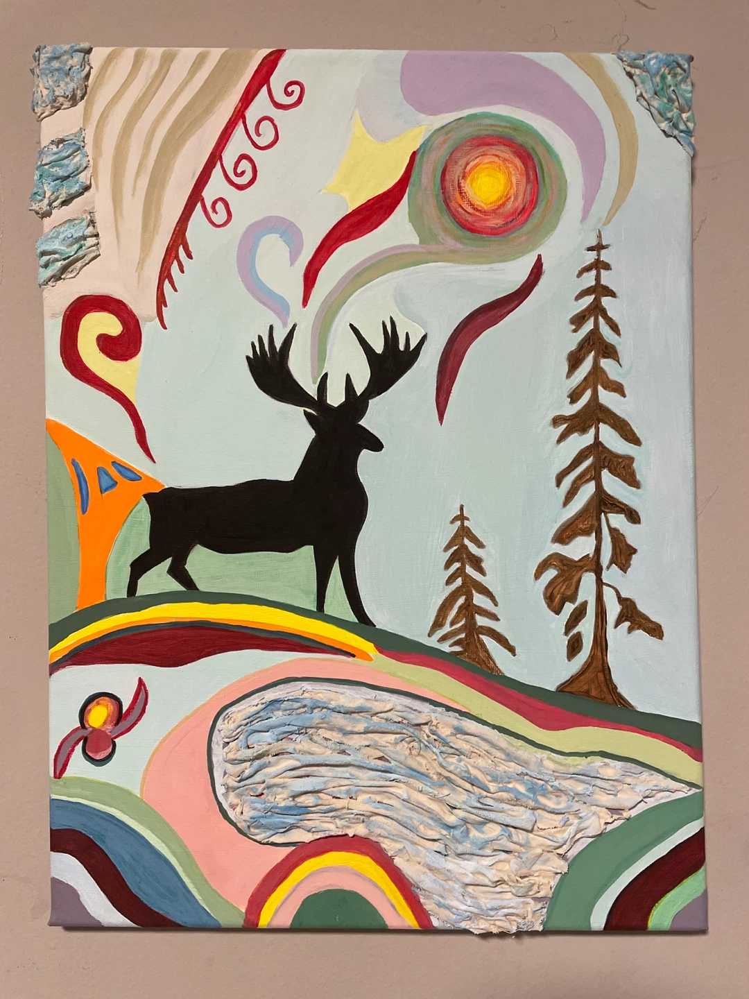 Original Acrylic Painting of Moose - photo 2