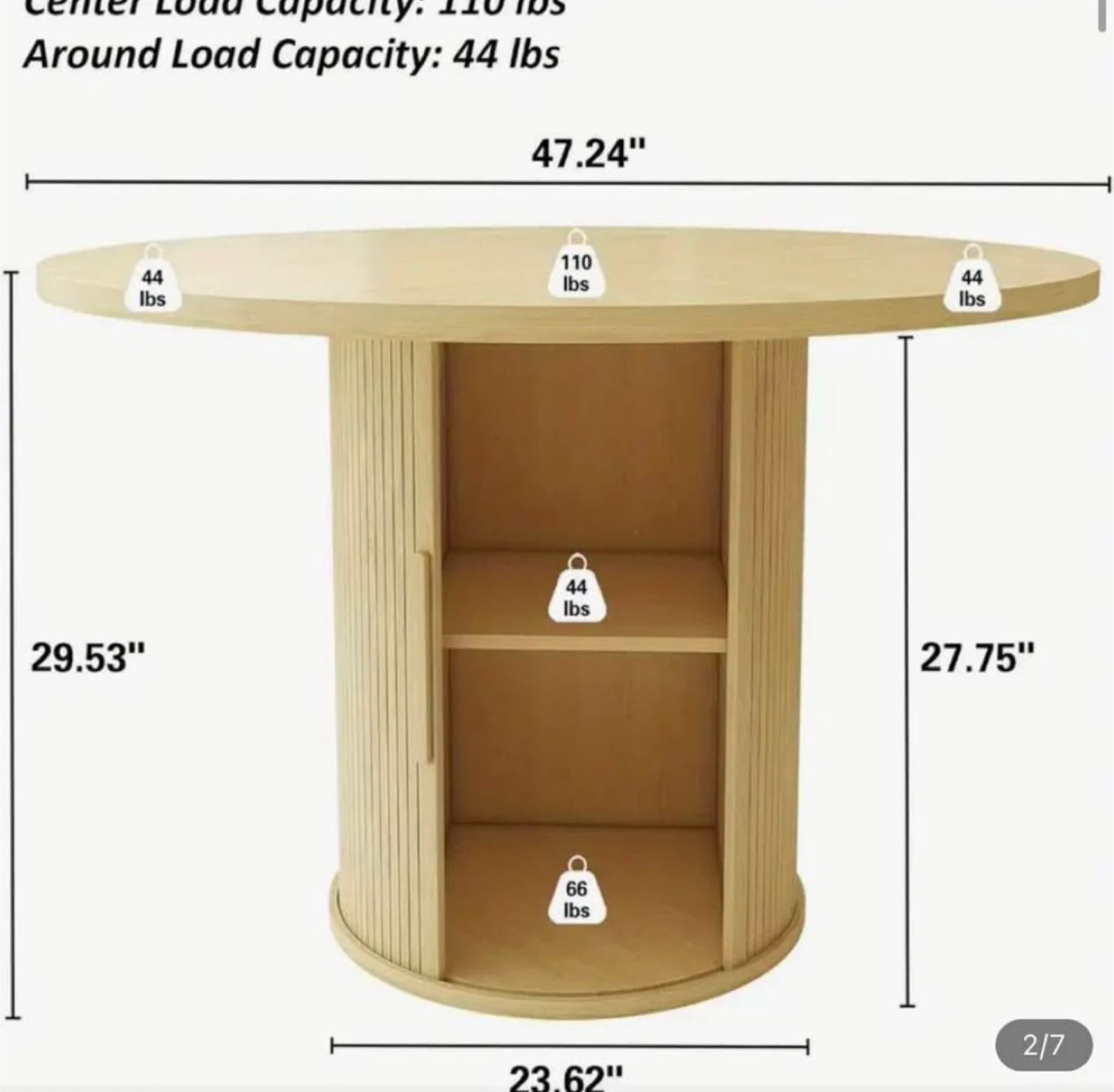 Round Dining Table with Hidden Storage - Light Oak - photo 3