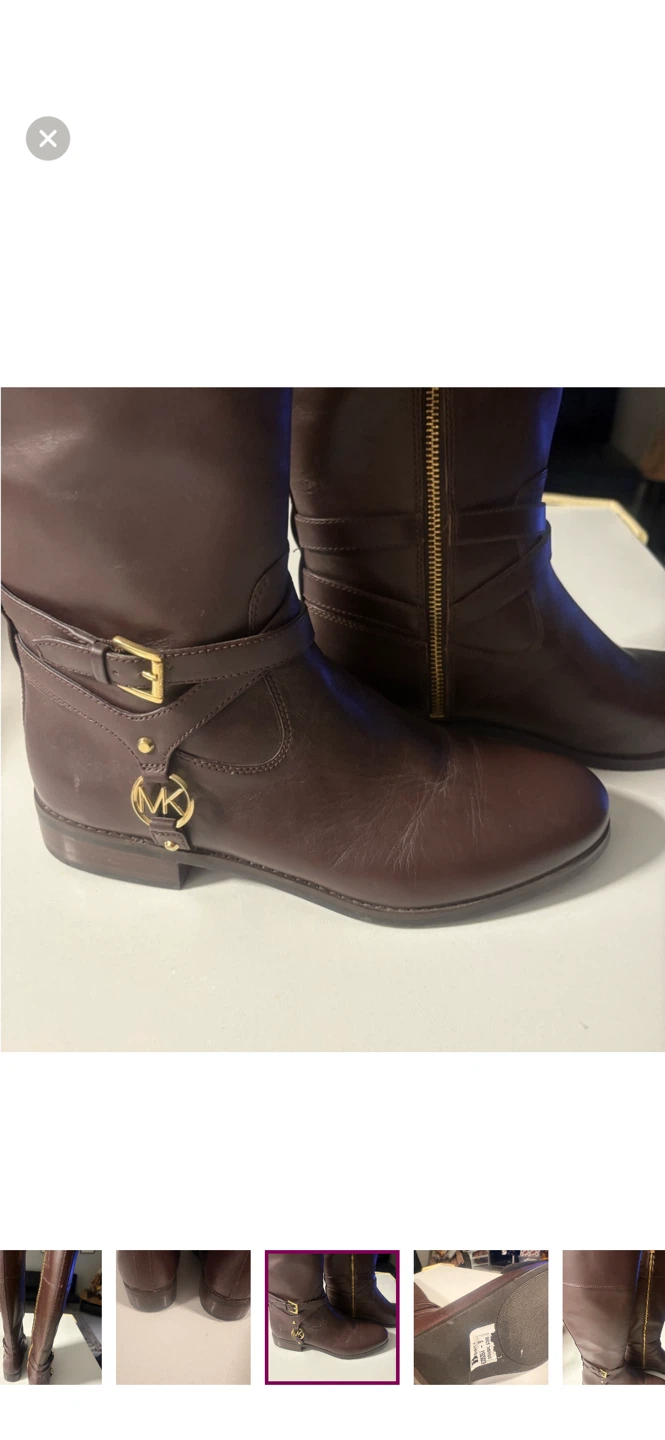 Bottes hautes Michael Kors en cuir brun pour femmes - photo 5