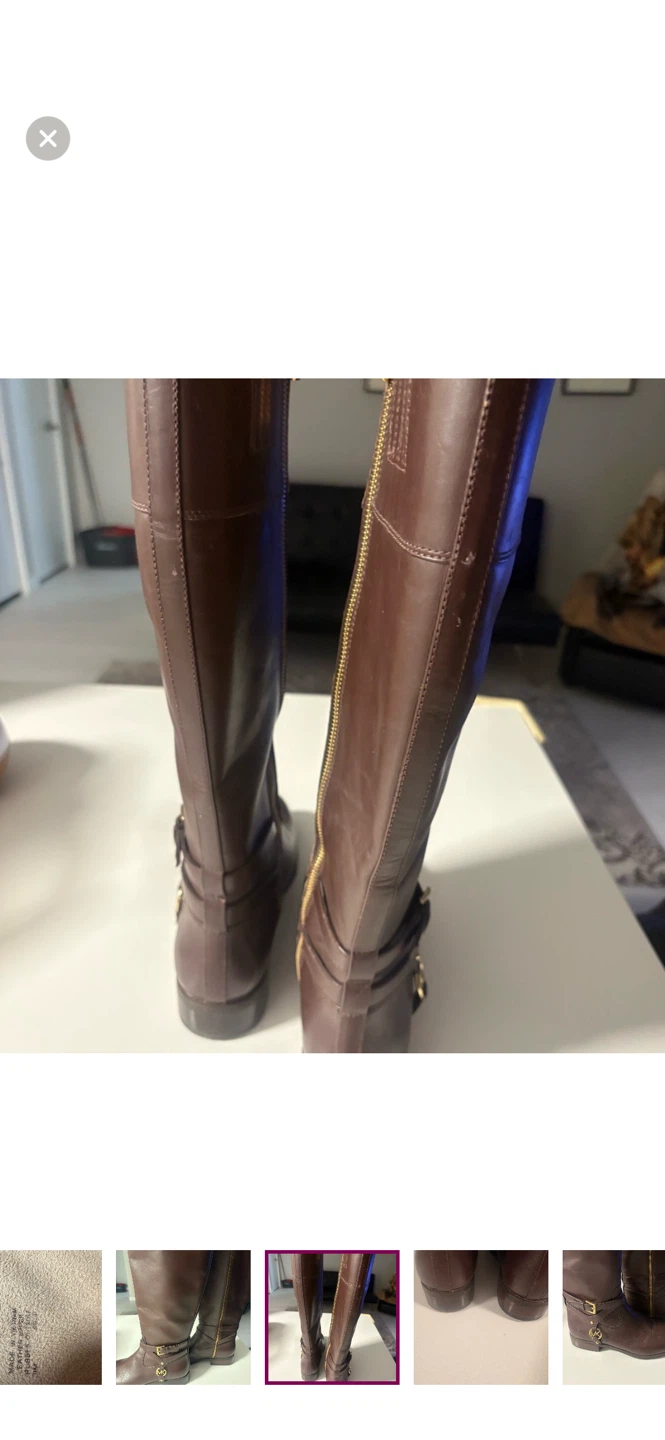 Bottes hautes Michael Kors en cuir brun pour femmes - photo 4