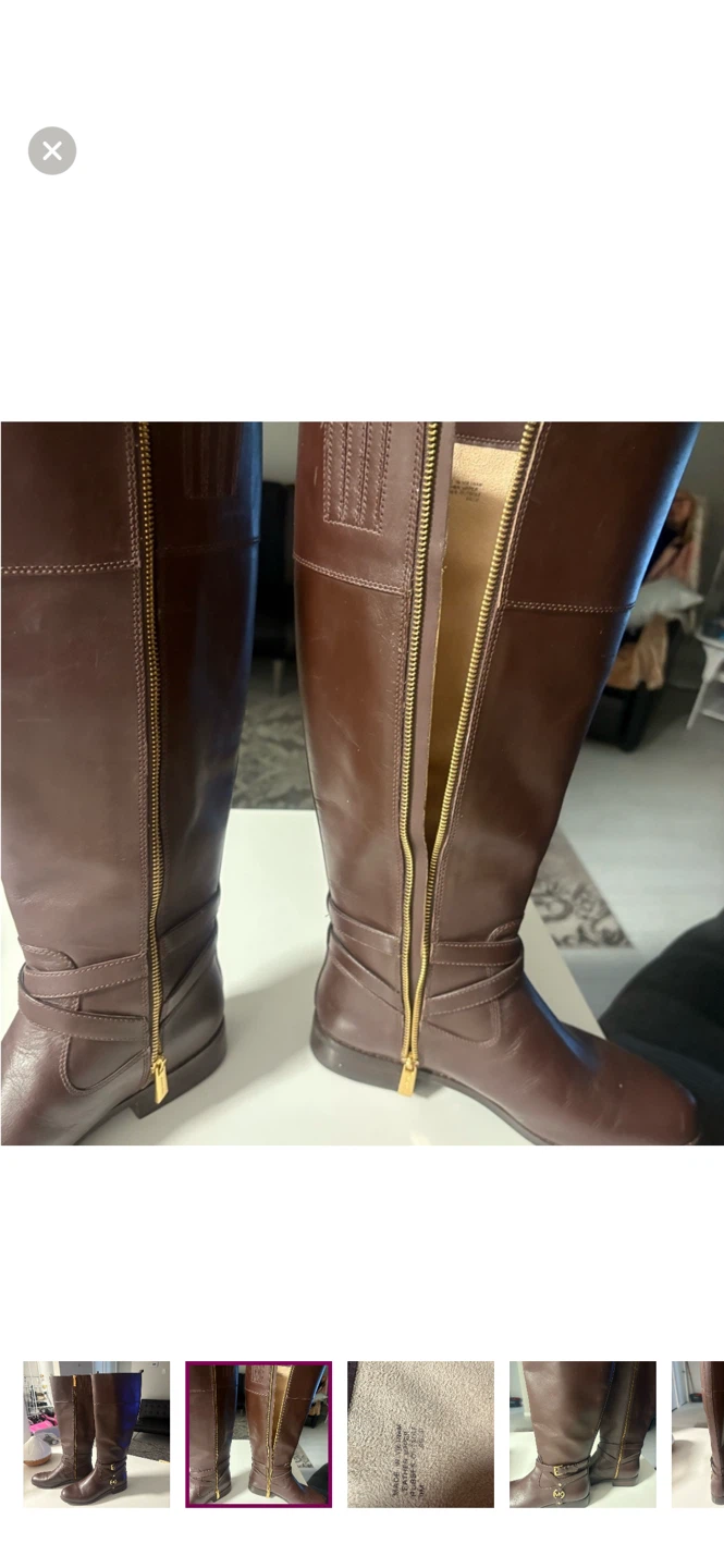Bottes hautes Michael Kors en cuir brun pour femmes - photo 2