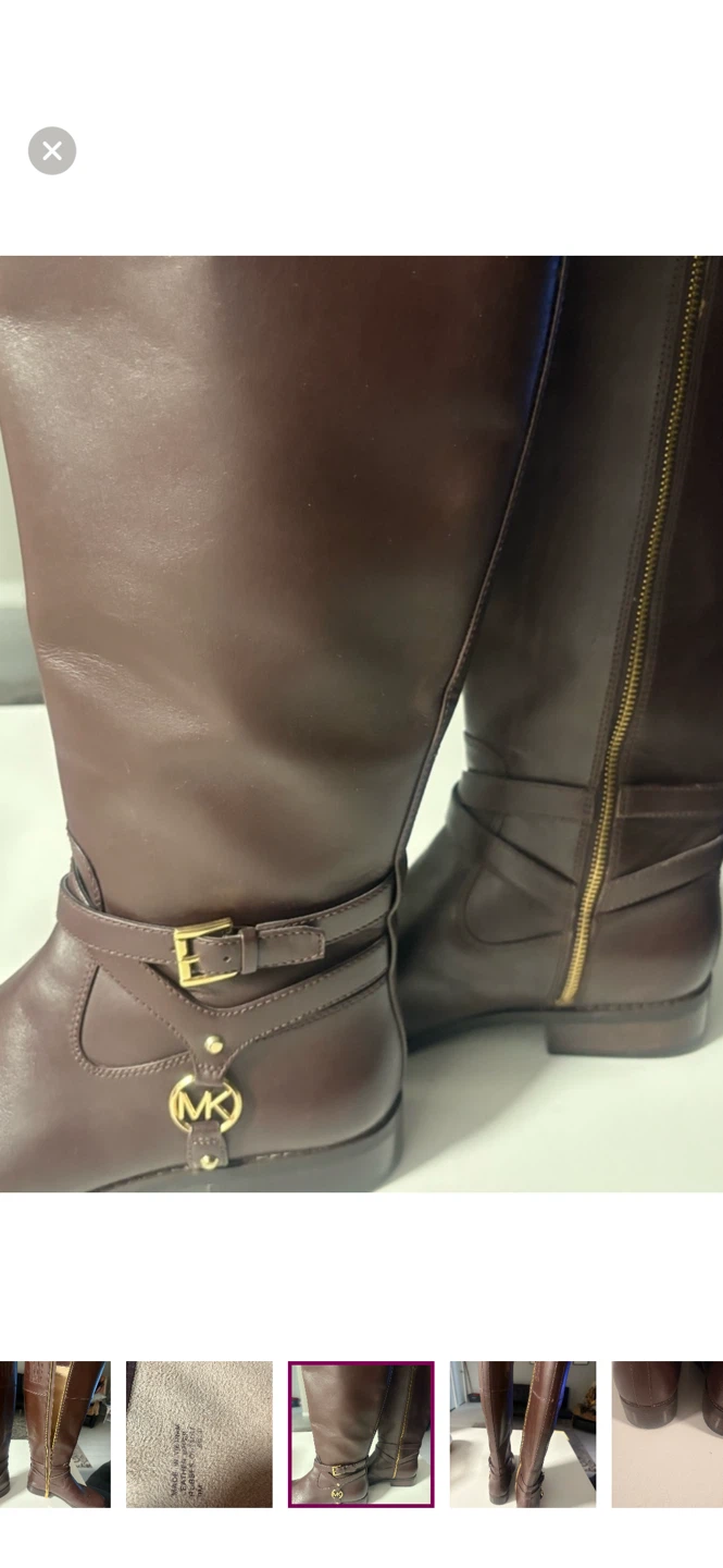 Bottes hautes Michael Kors en cuir brun pour femmes - photo 3