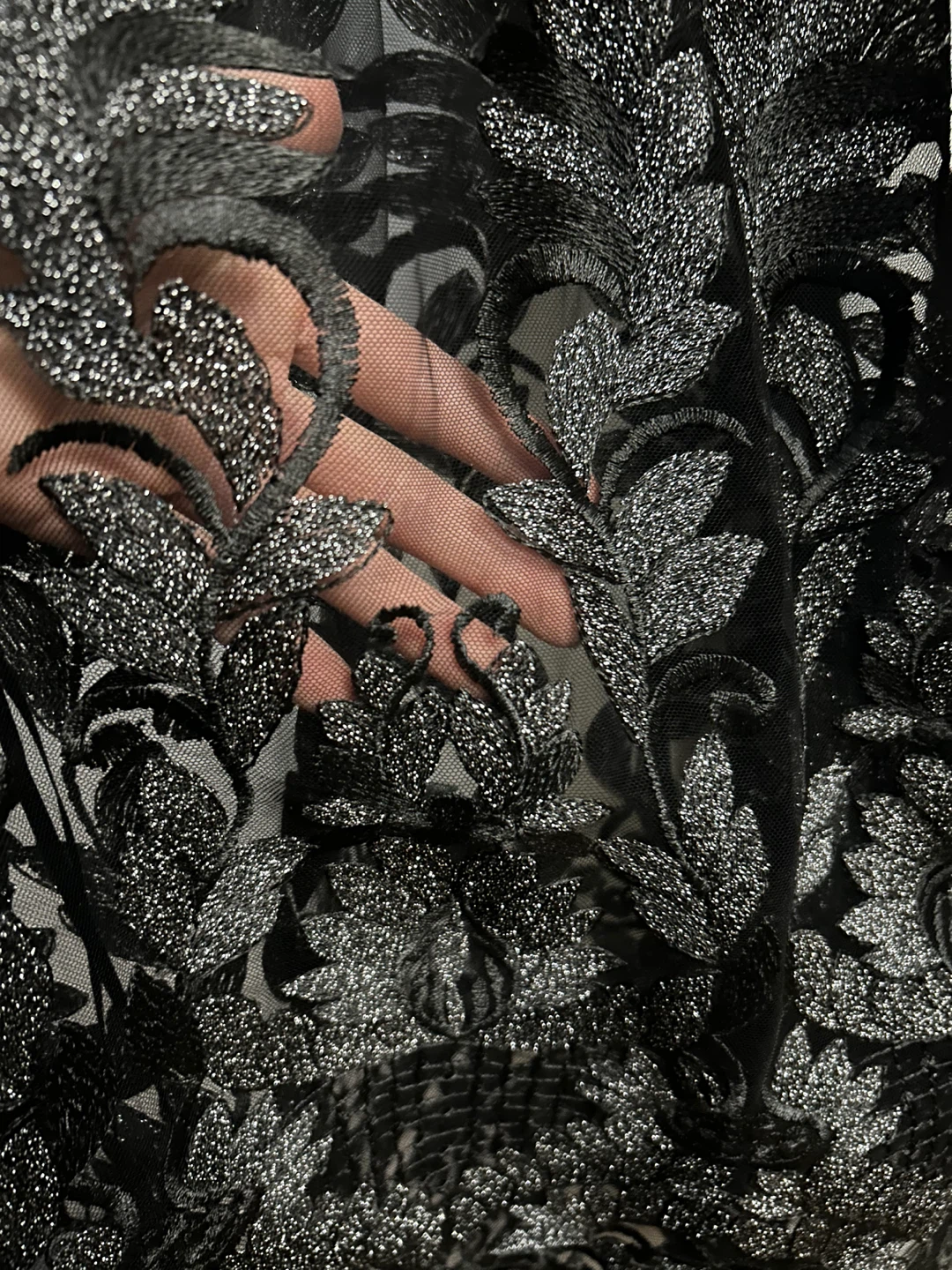 Black Embroidered Mesh Top - size S - photo 3