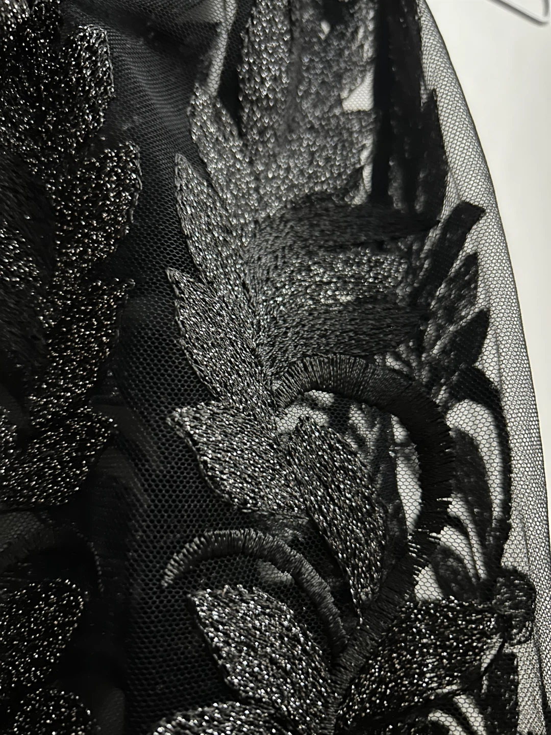 Black Embroidered Mesh Top - size S - photo 4
