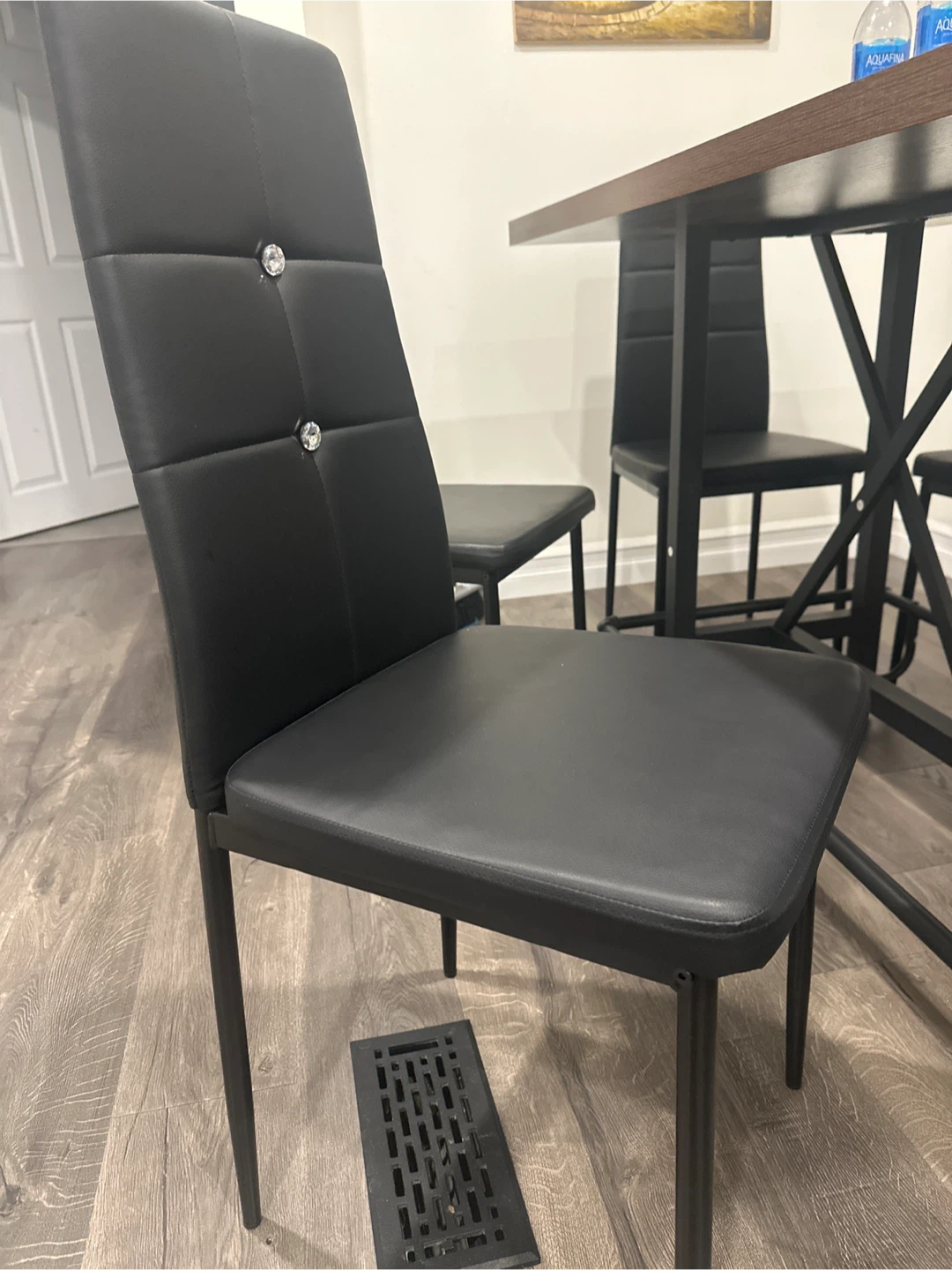 6 New Black Dining Chairs with Tufted Back