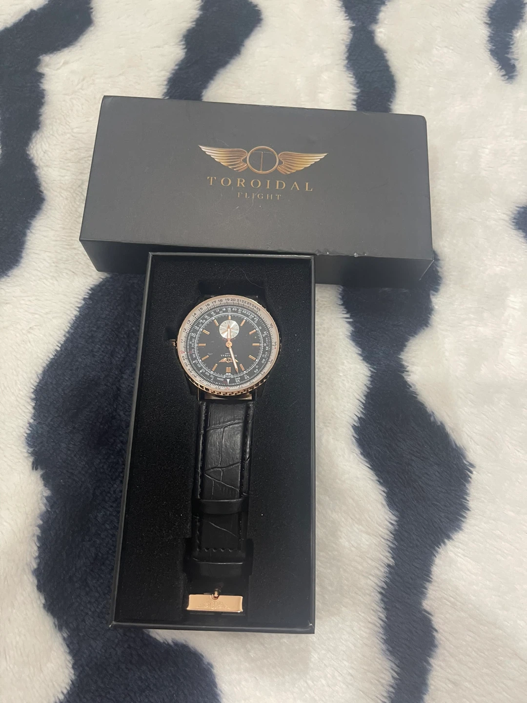 Toroidal Flight Men's Watch with Black Leather Strap - photo 2