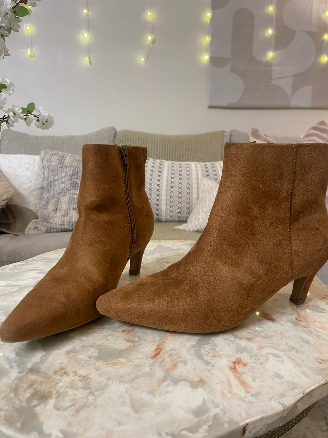 Brown Suede Ankle Boots size 7.5