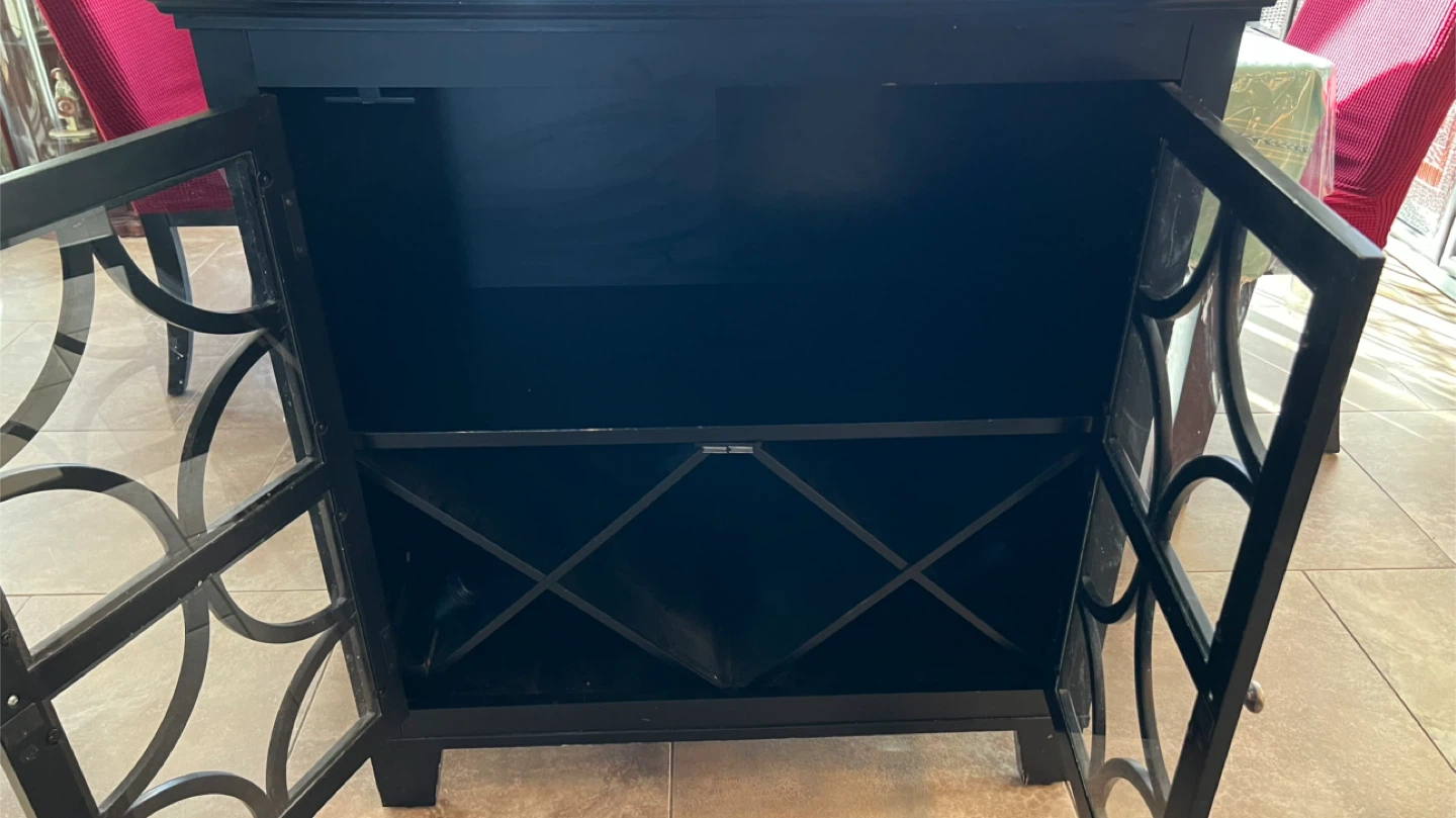 Black Cabinet with Decorative Glass Doors - photo 2