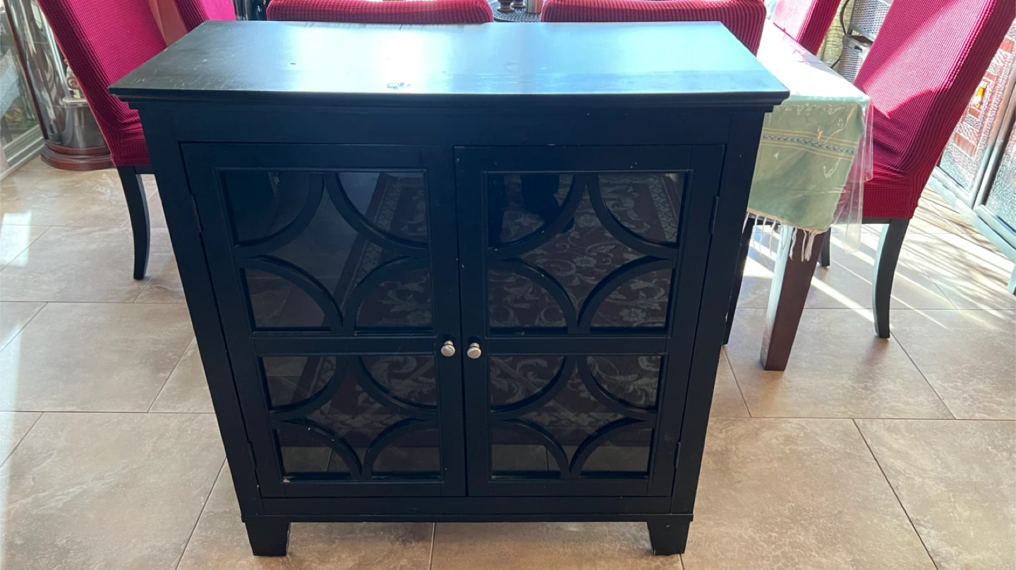 Black Cabinet with Decorative Glass Doors - photo 3