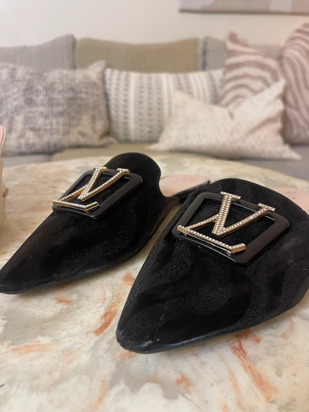 Black Mules with Rhinestone Buckle - photo 3