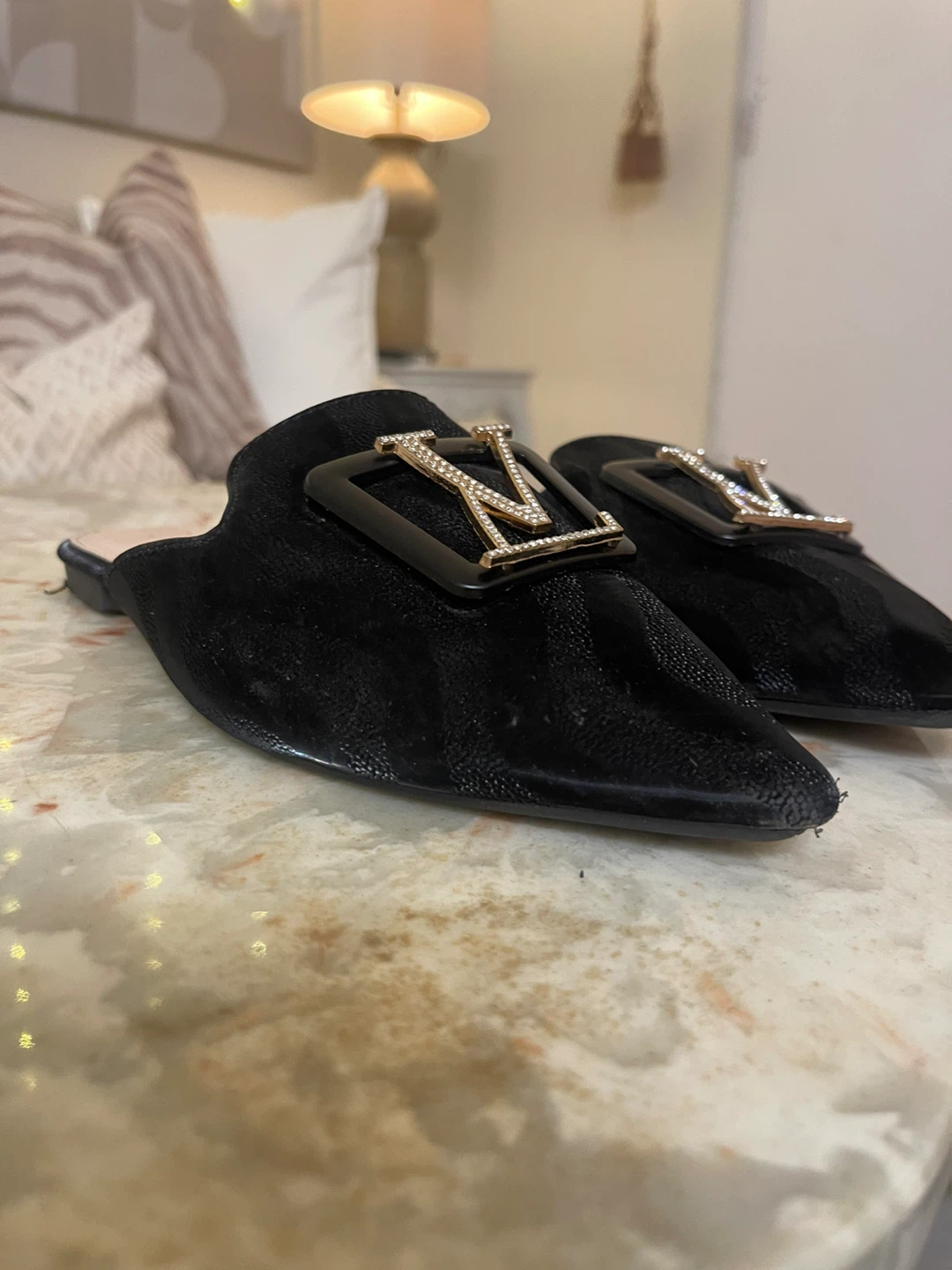 Black Mules with Rhinestone Buckle - photo 2