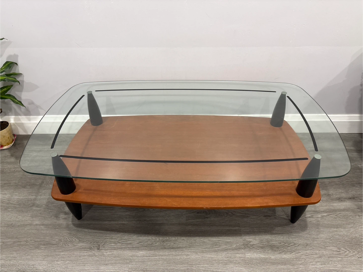 Mid-Century Modern Coffee Table with Glass Top