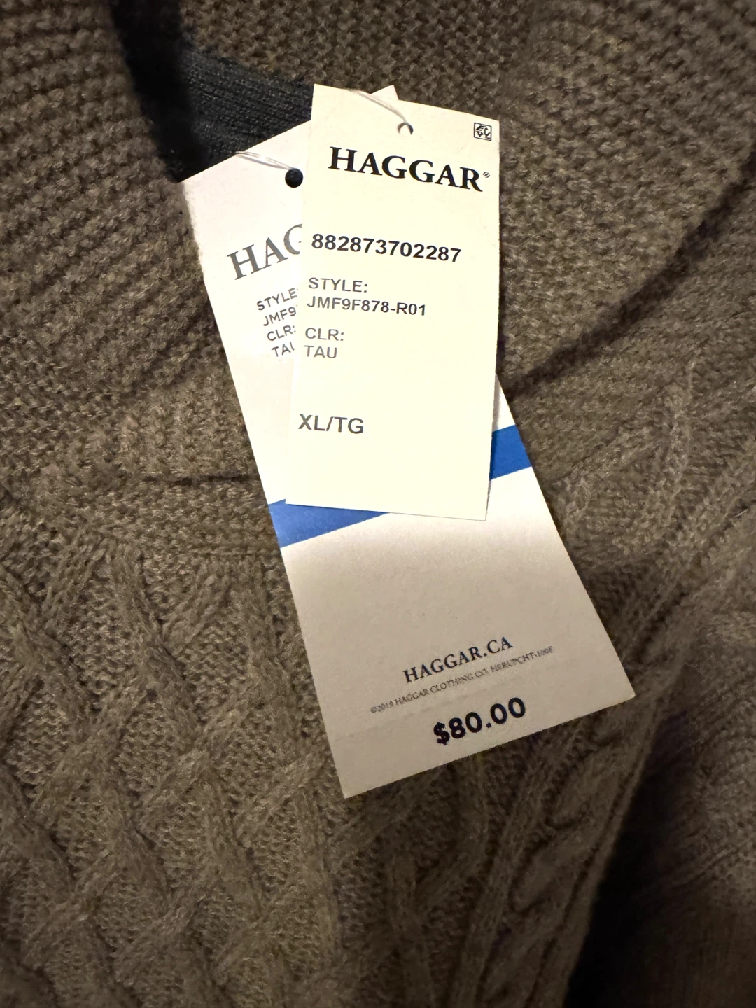 Haggar Men's Shawl Collar Sweater - Taupe - XL/TG