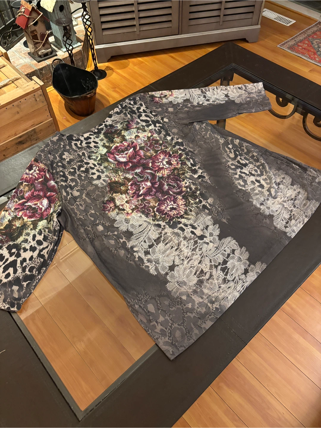 🌸 Rhinestone-Studded Floral Top, Half Sleeves - Size 2X - photo 5