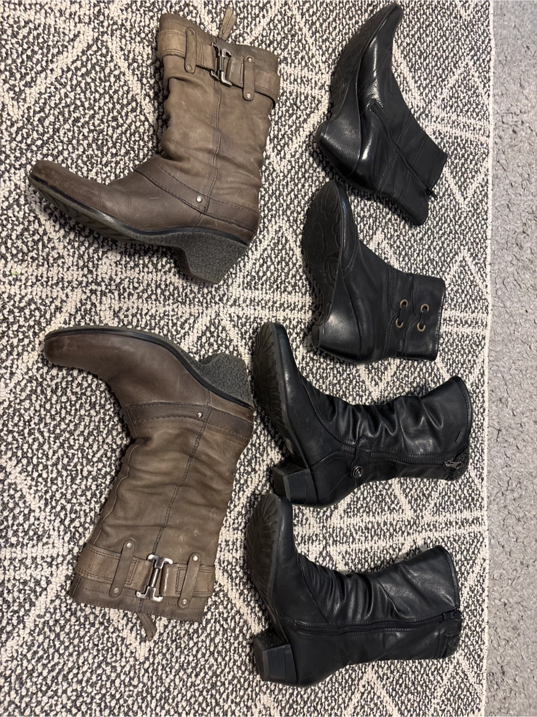 Women's Leather Boots - Brown and Black
