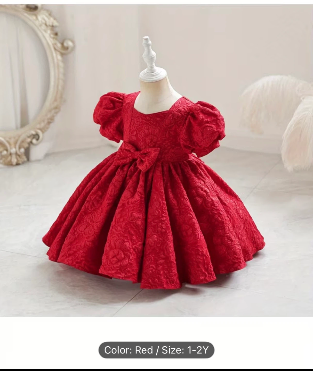 Girl's Red One-year-old Dress Flower Girl's Dress