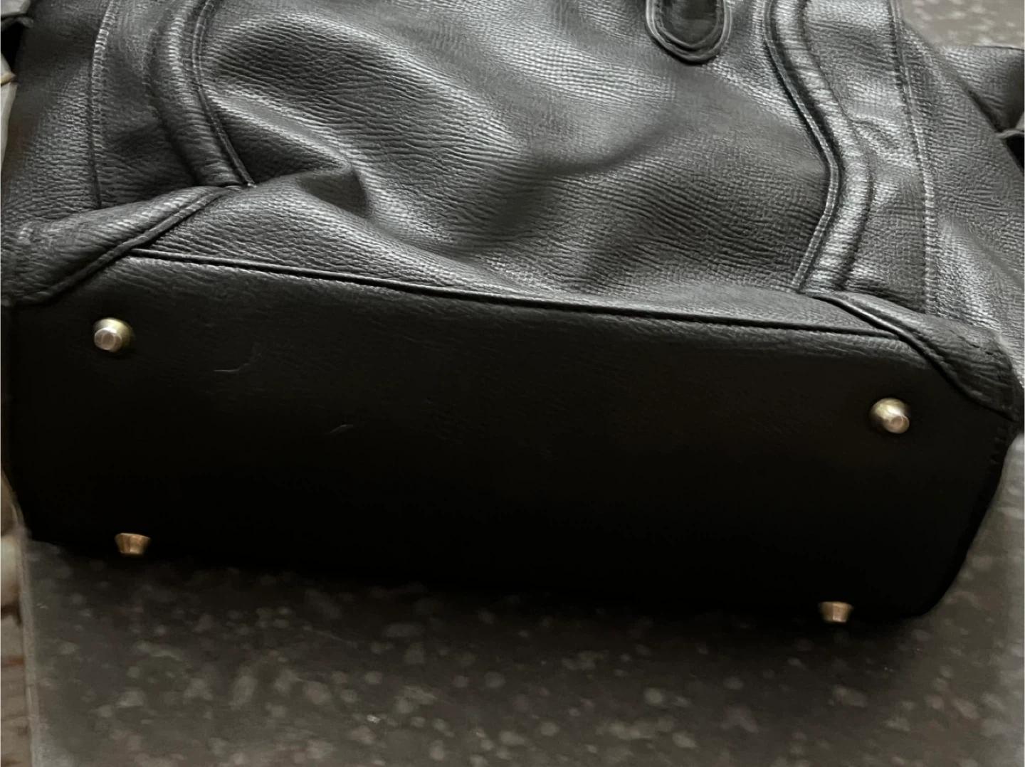 Black Faux Leather Satchel Handbag - photo 5