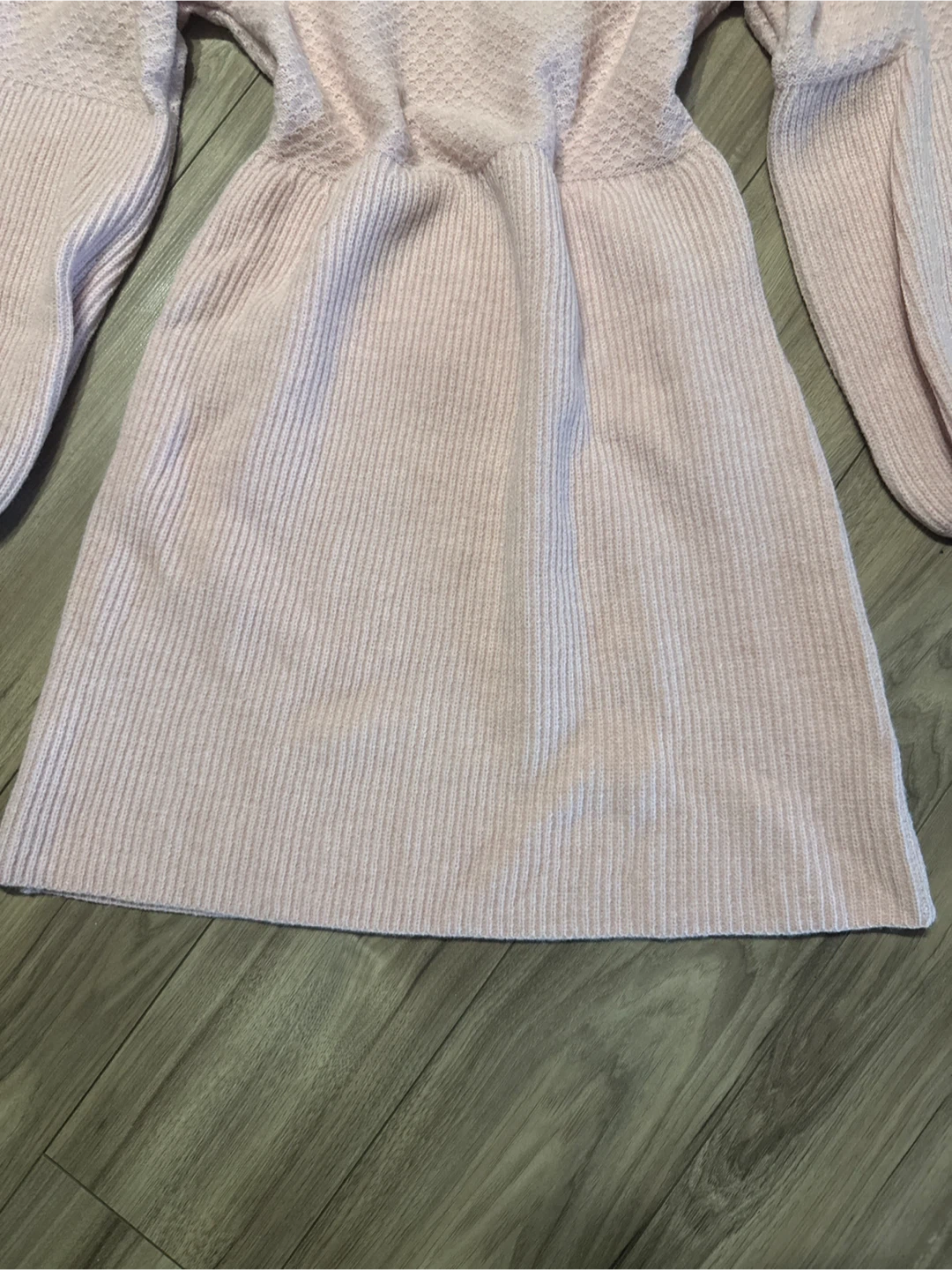 Pink Knit Sweater Dress with Balloon Sleeves - photo 3