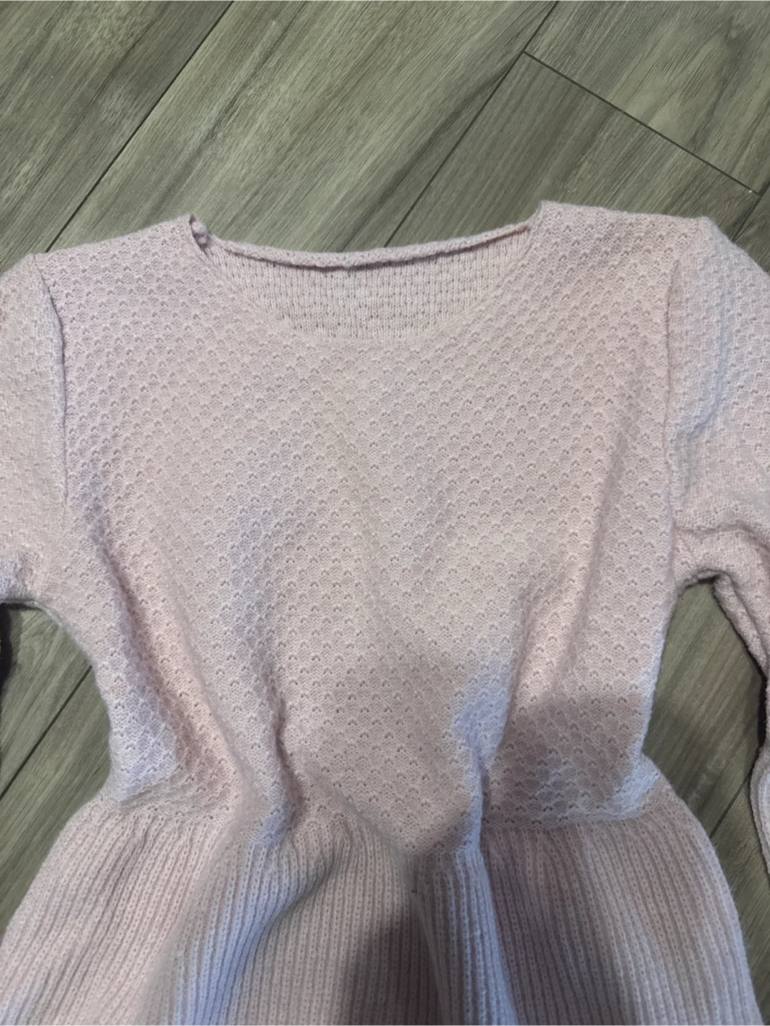 Pink Knit Sweater Dress with Balloon Sleeves - photo 2