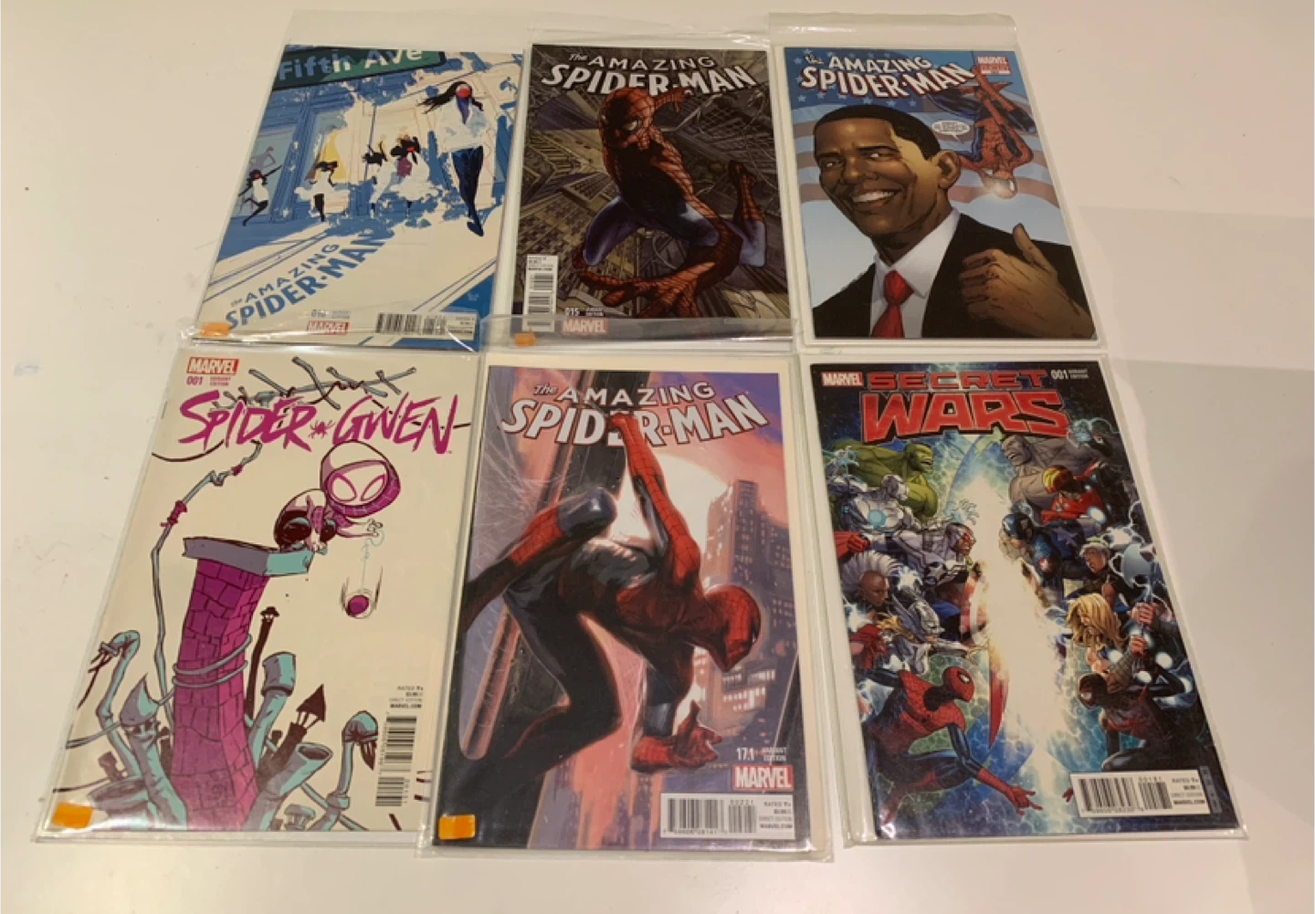 Spider-Man variant covers. comic collection of six comics