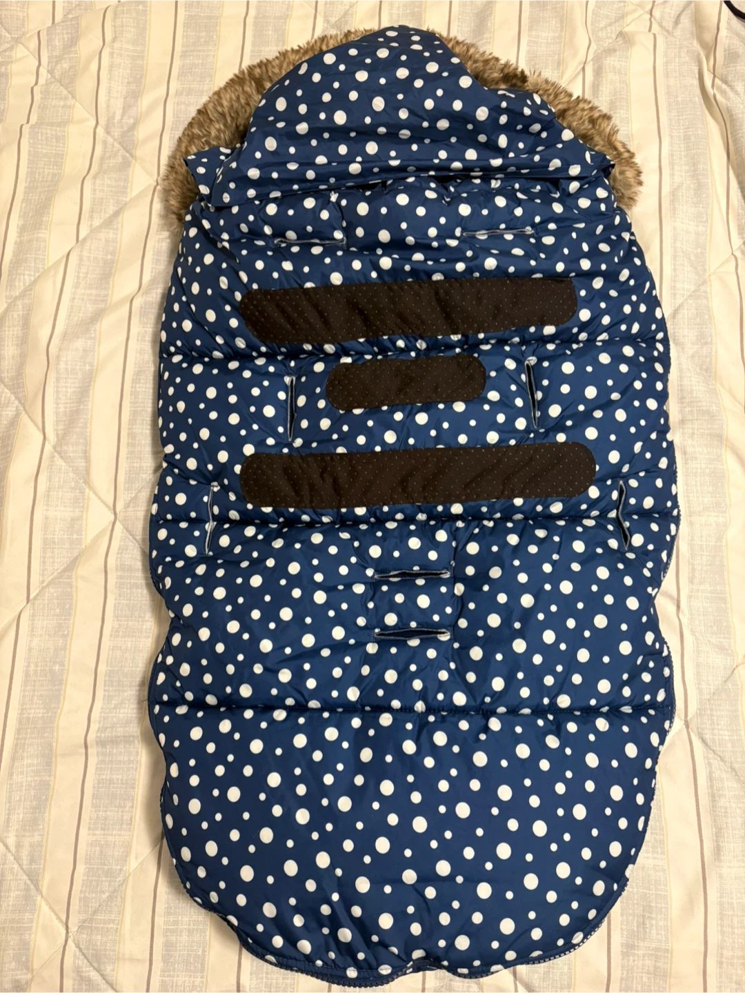Winter Baby Bunting Bag Navy Polka Dot - photo 2