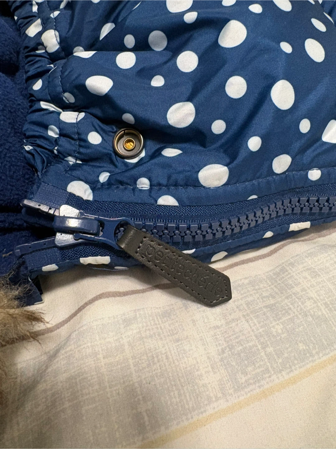 Winter Baby Bunting Bag Navy Polka Dot - photo 4