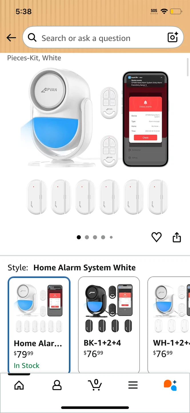 CPVAN Home Alarm System - White 9 Pieces-Kit