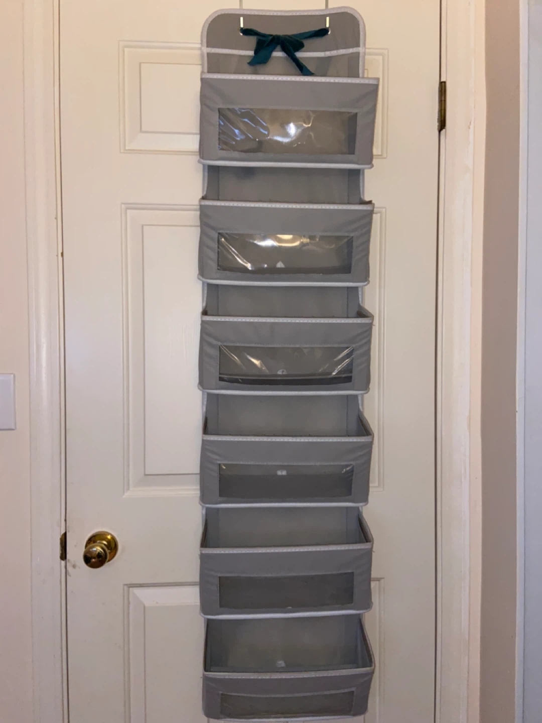 Grey Over-the-Door 8-Pocket Organizer with Clear Windows