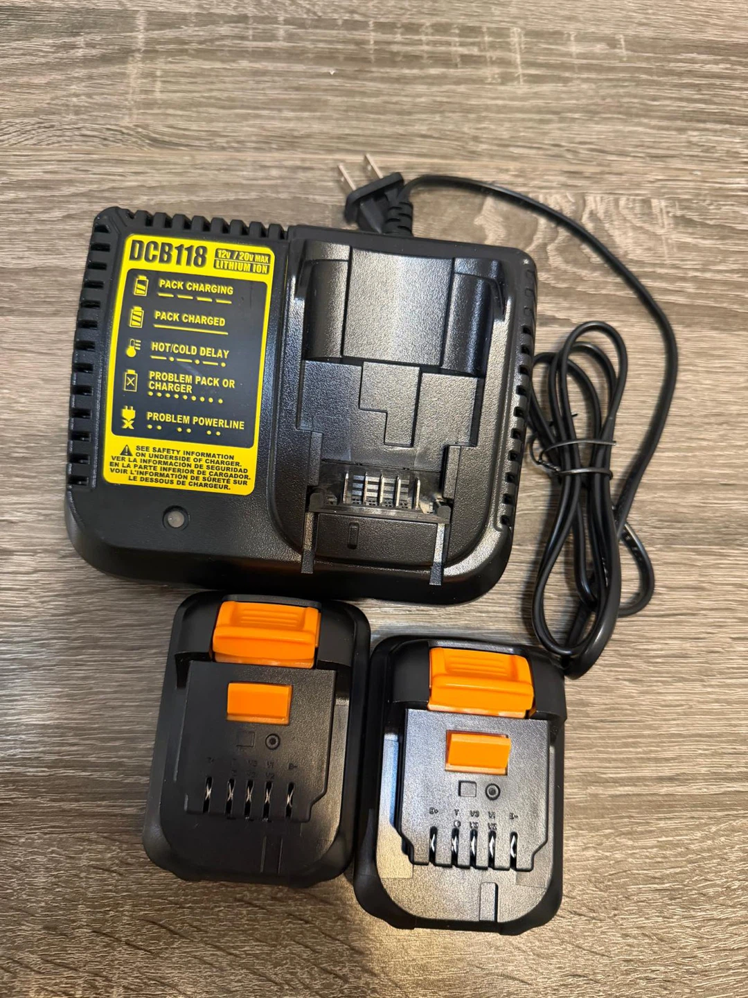 New DeWALT DCB118 Fast Charger & (2) 20V MAX Lithium.