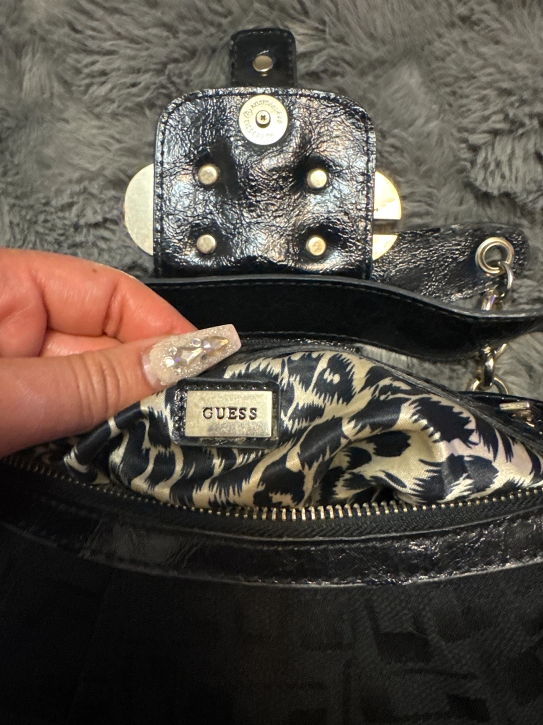 Black Guess Shoulder Bag with Studs - photo 3