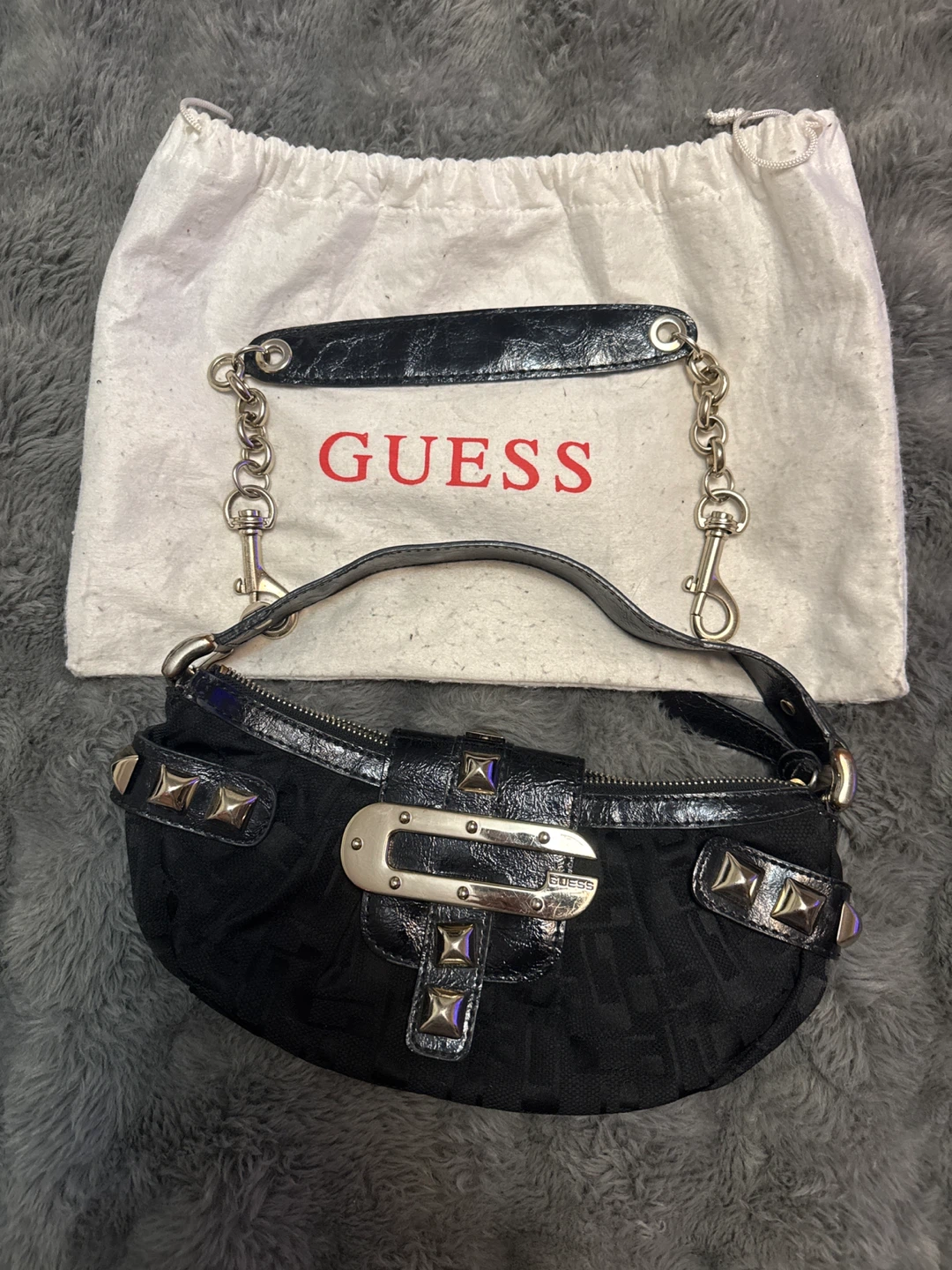 Black Guess Shoulder Bag with Studs - photo 4