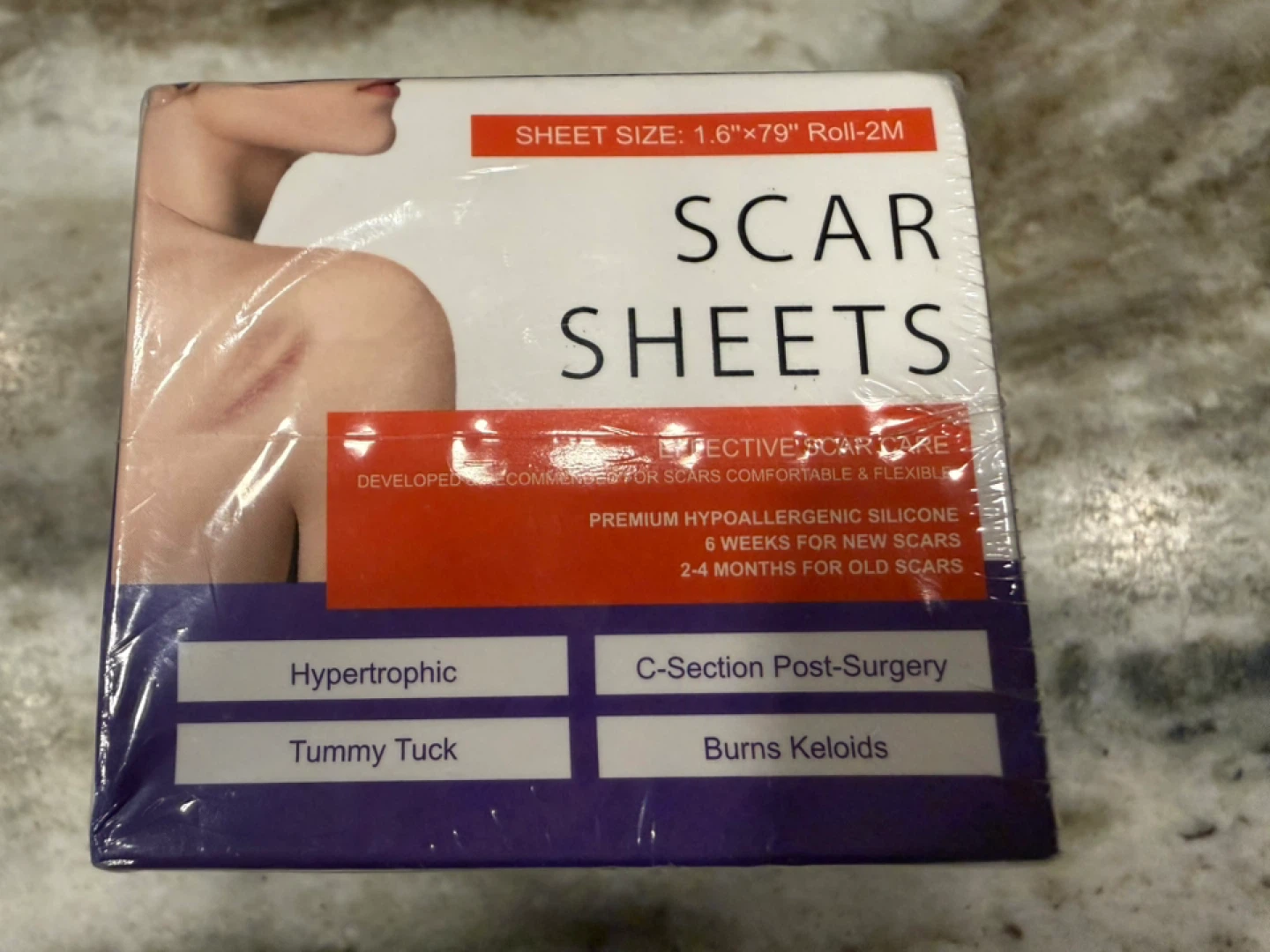 NIB Scar Sheets 1.6"x79" Roll-2M Premium Hypoallergenic Silicone
