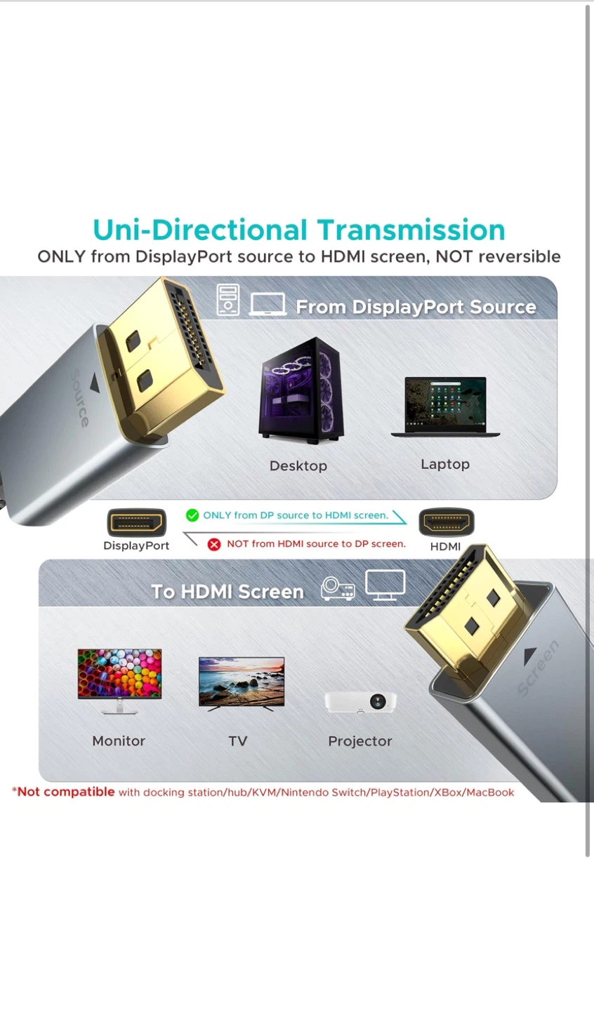 WARRKY 4K Ultra HD DisplayPort to HDMI Cable - photo 5