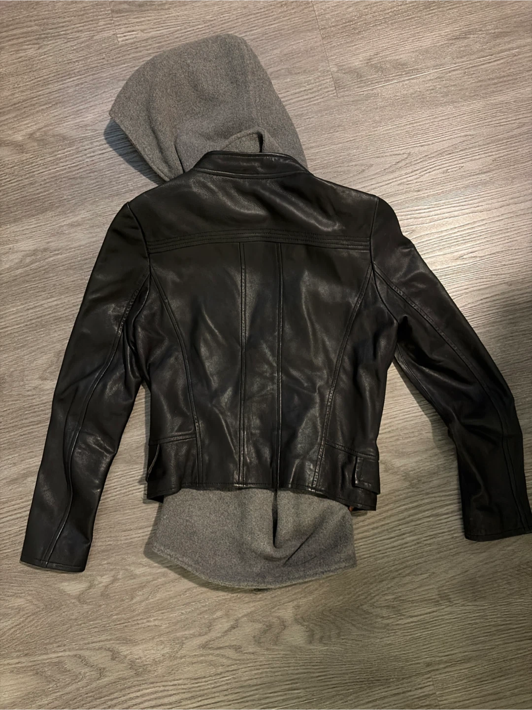 Borsetta Genuine Leather Moto Jacket with Hoodie - photo 5