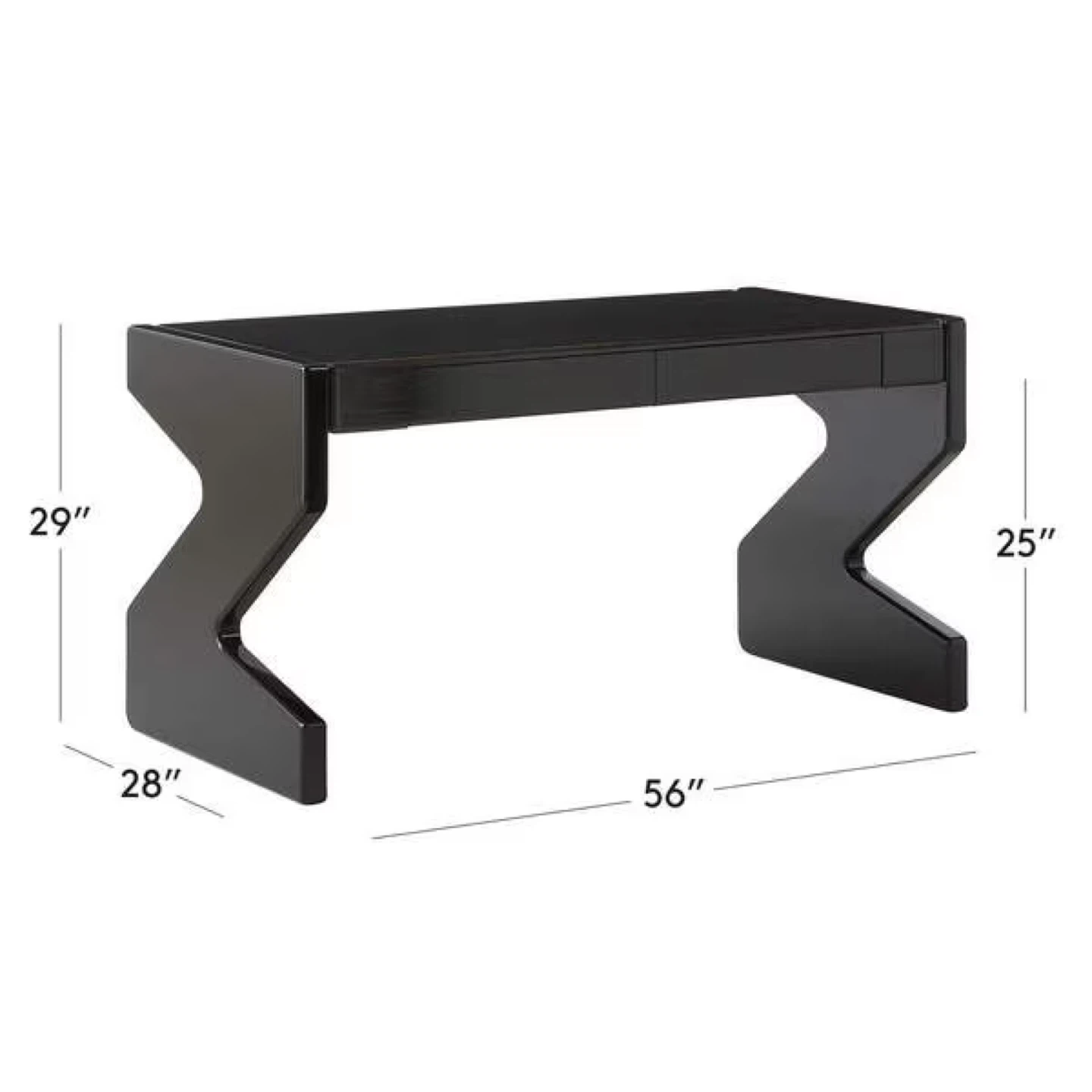 Black Modern Z-Leg Desk with Drawers - photo 5