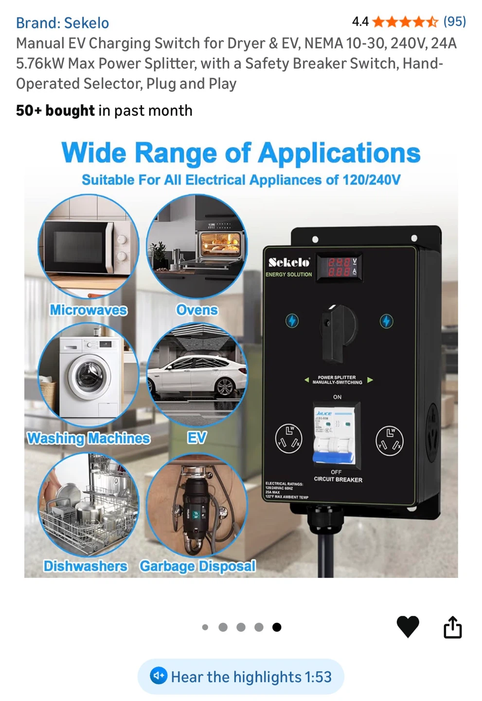 Sekelo Manual EV Charging Switch for Dryer & EV - photo 2