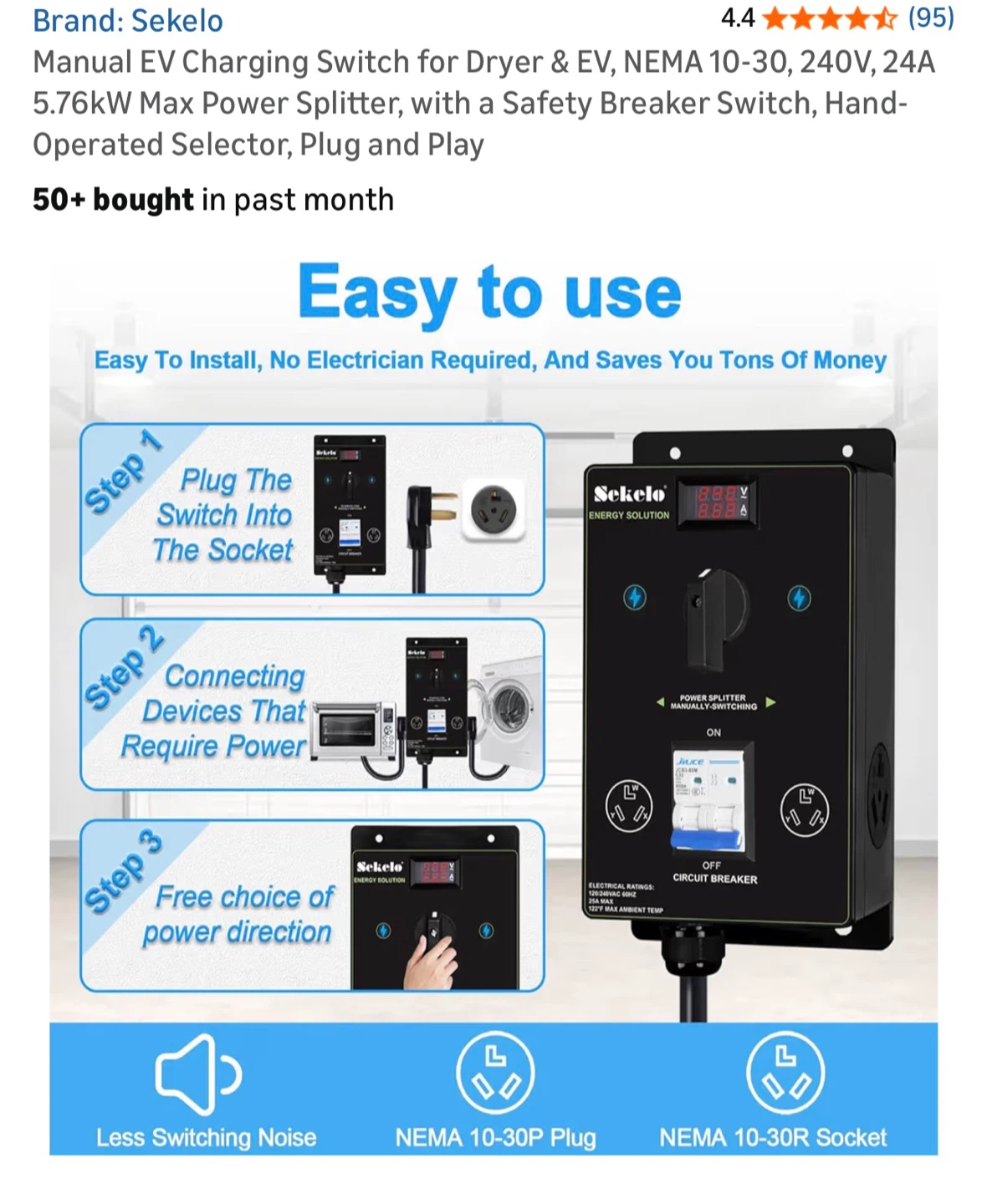 Sekelo Manual EV Charging Switch for Dryer & EV - photo 4