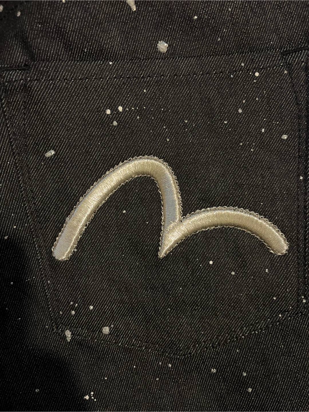 EVISU Slim Fit Black Denim Jeans with Paint Splatter - photo 5