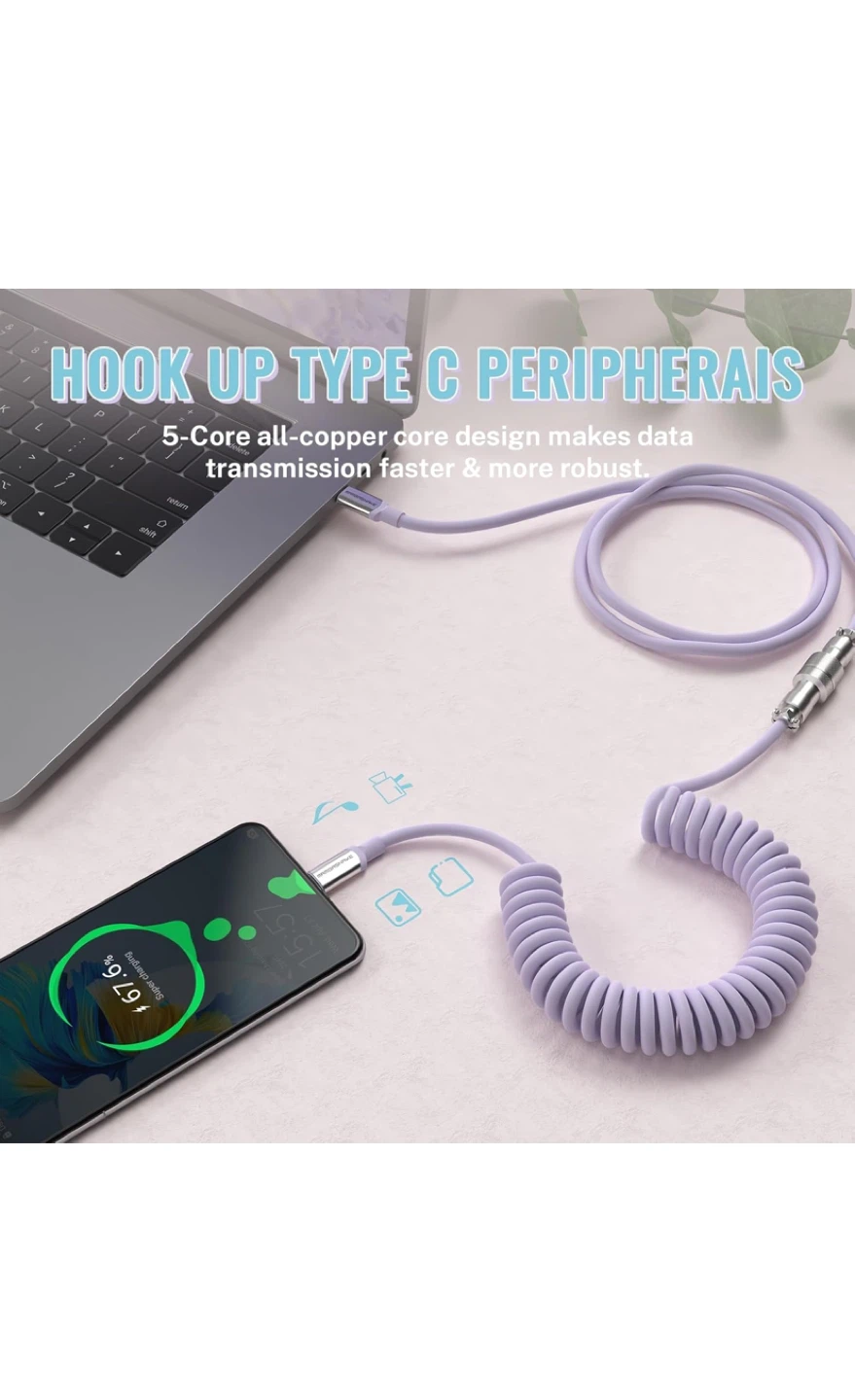 MAMBASNAKE Pro Custom Coiled Keyboard Cable - photo 2