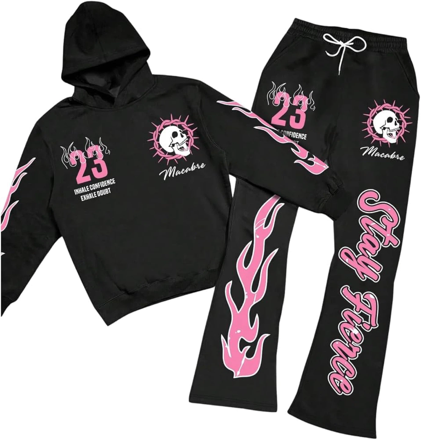 Black Flame Print Tracksuit Set size M - photo 2