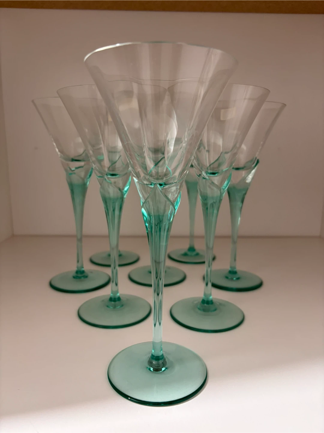 Mikasa Crystal Martini Glasses (Set of 8) - Teal Stem - photo 2