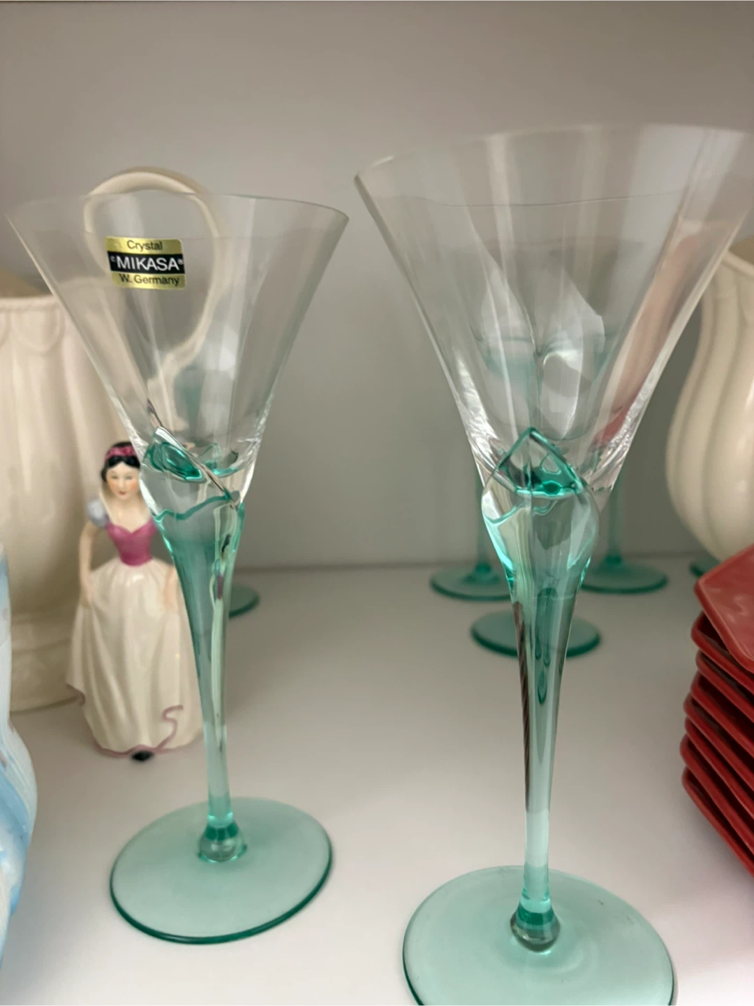 Mikasa Crystal Martini Glasses (Set of 8) - Teal Stem - photo 4