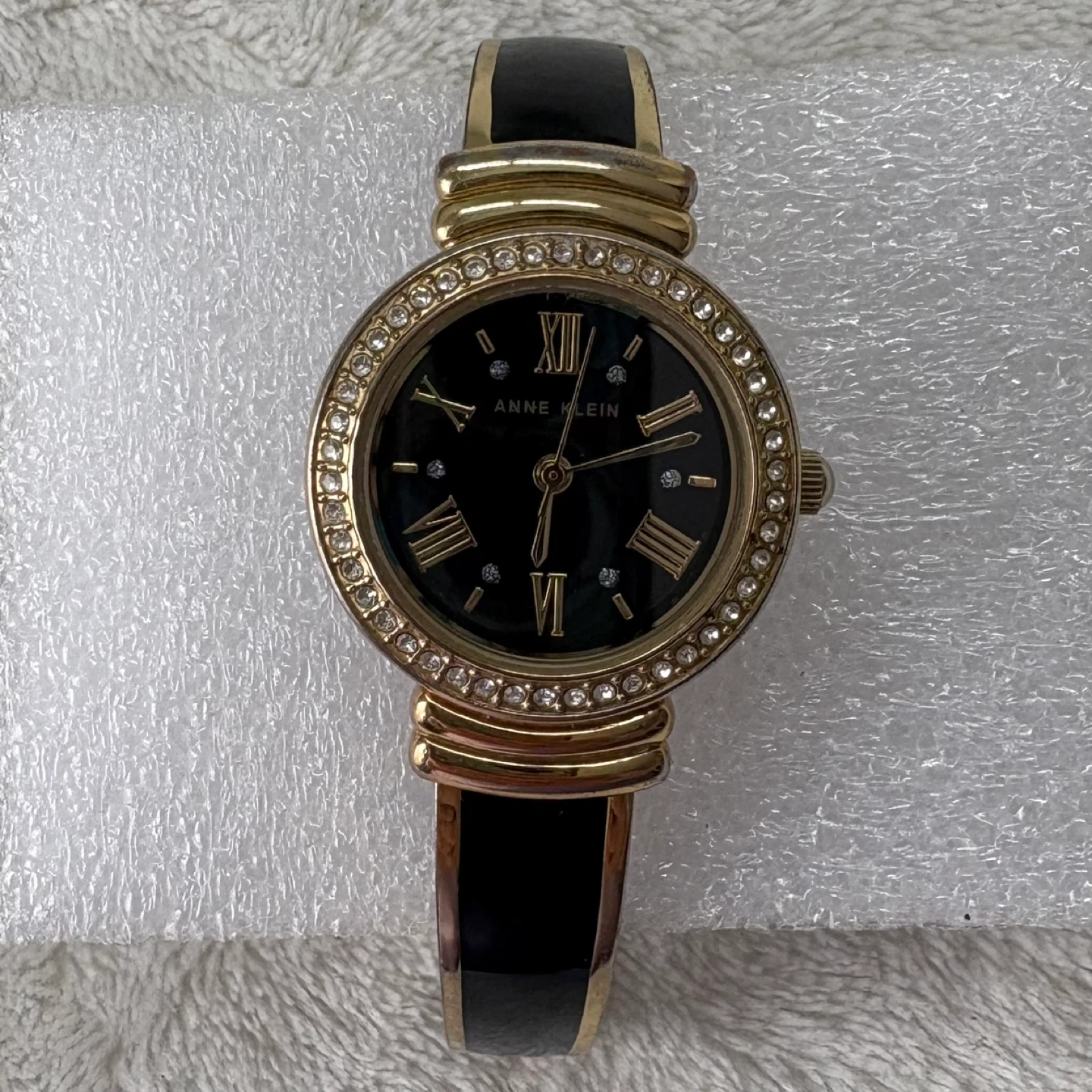 Anne Klein Watch Gold with Black Enamel and Swarovski Crystals - photo 2