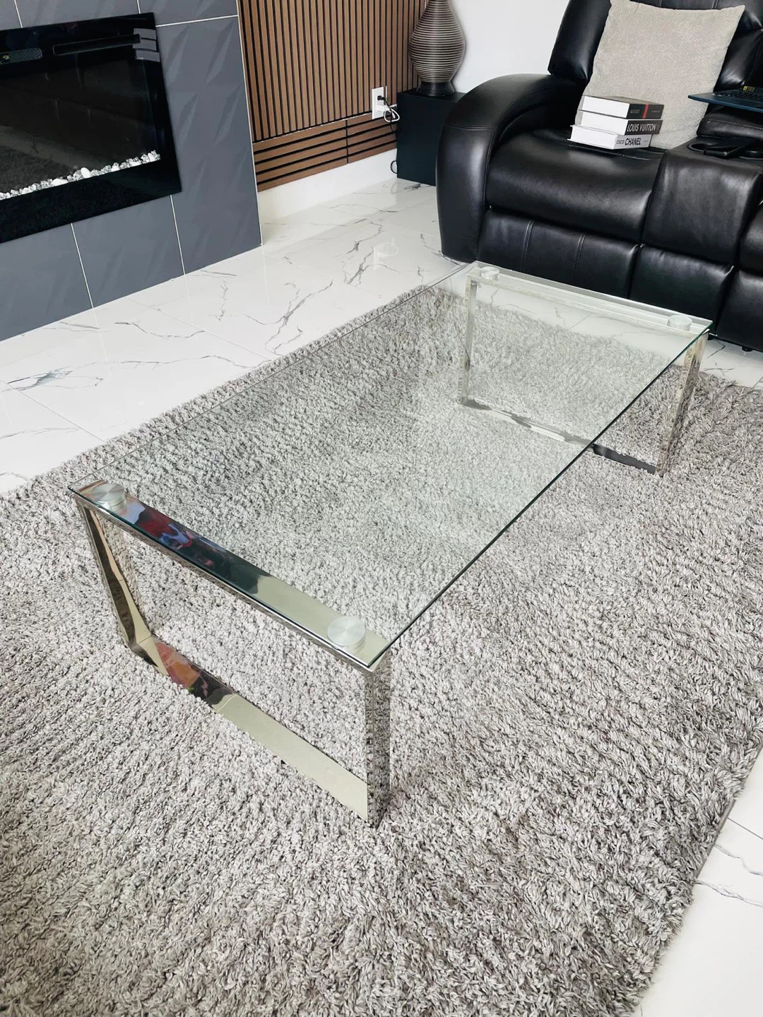Glass Coffee Table with Chrome Frame