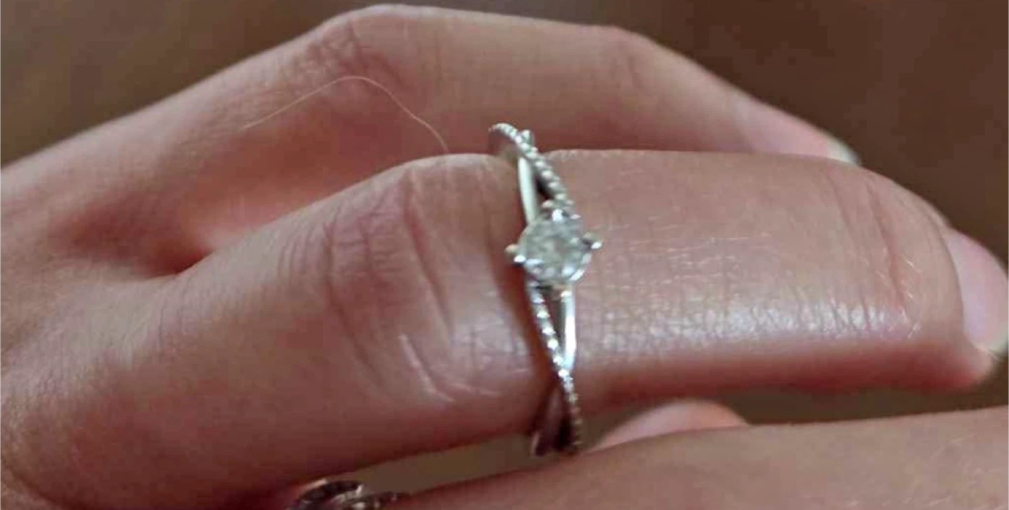 14k white gold ring with single stone