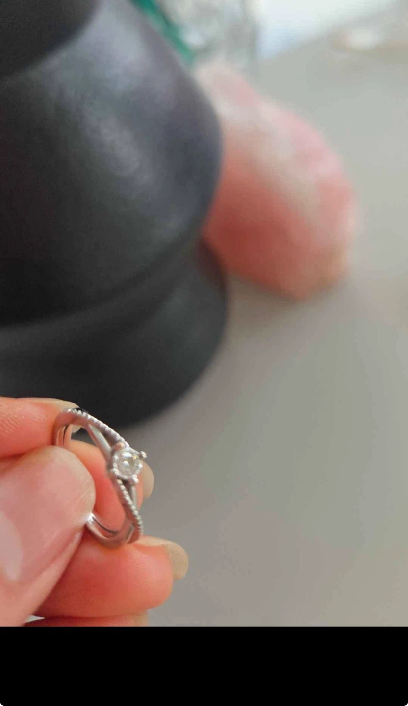14k white gold ring with single stone - photo 3