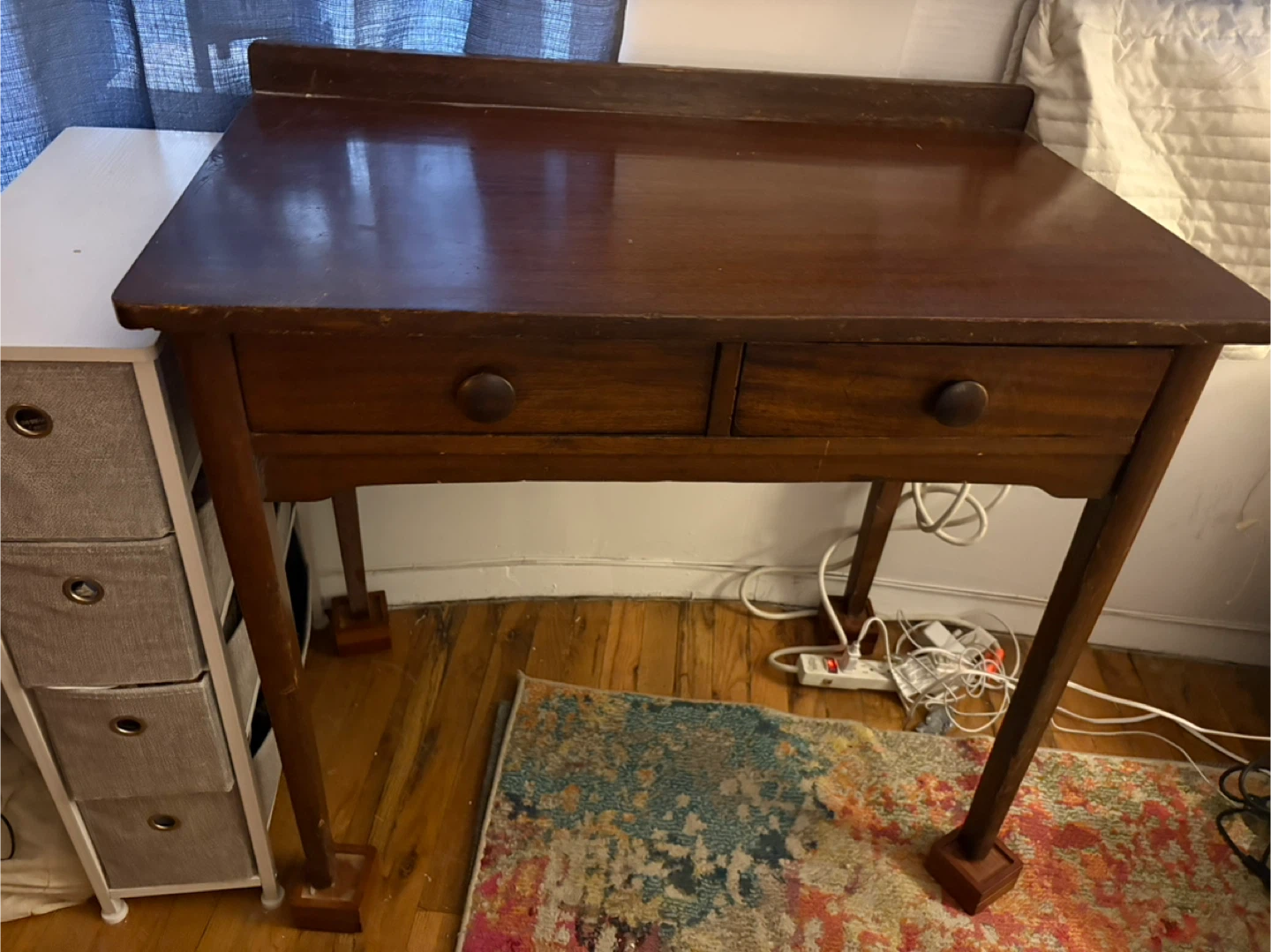 Vintage Wooden Writing Desk with 2 Drawers