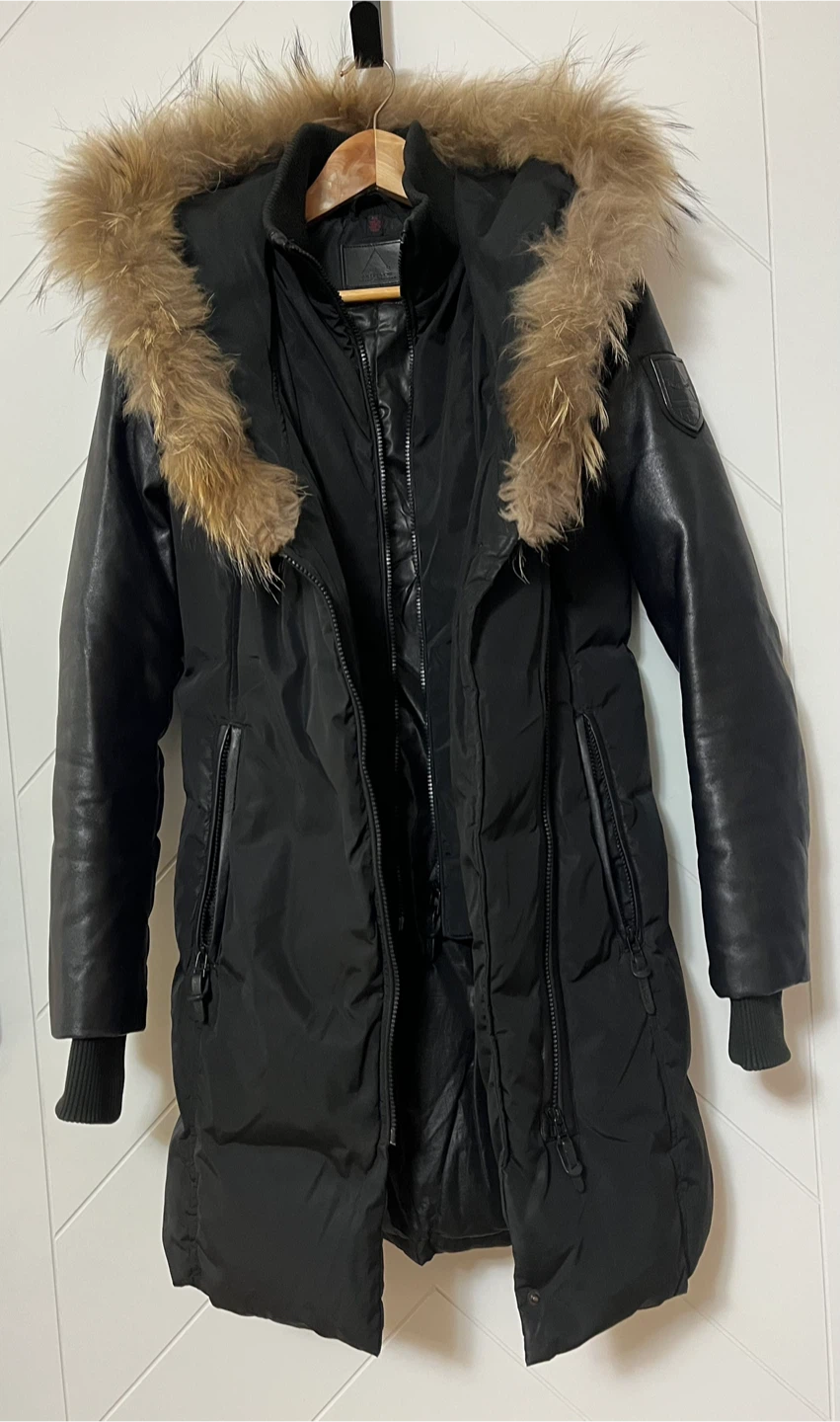 Atelier Noir Rudsak Black Down Long Jacket with Fur Hood