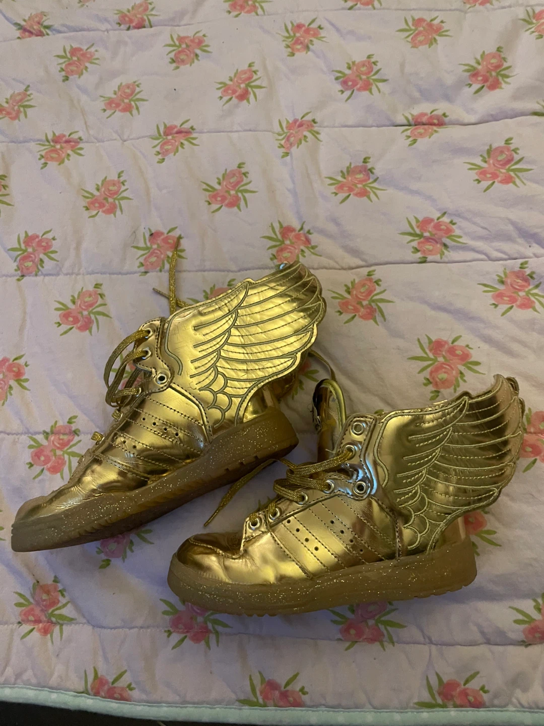 Adidas Jeremy Scott Gold Winged High Top Sneakers - photo 2