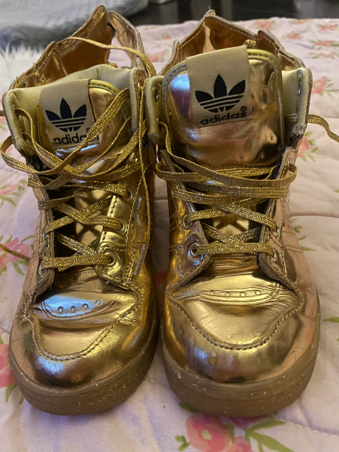 Adidas Jeremy Scott Gold Winged High Top Sneakers